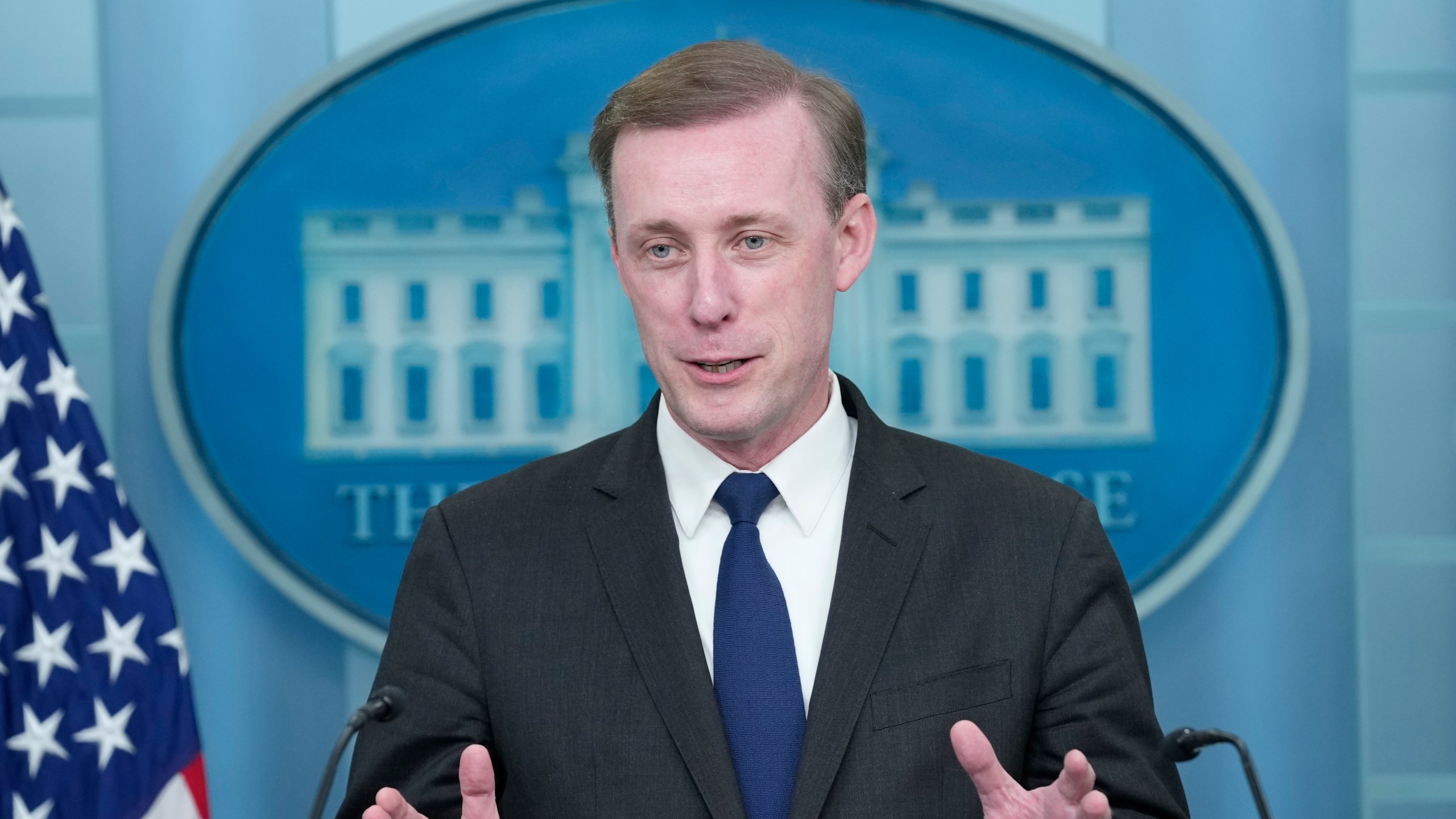 White House national security adviser Jake Sullivan speaks during the daily briefing at the White House in Washington, Wednesday, Nov. 13, 2024. (AP Photo/Susan Walsh)