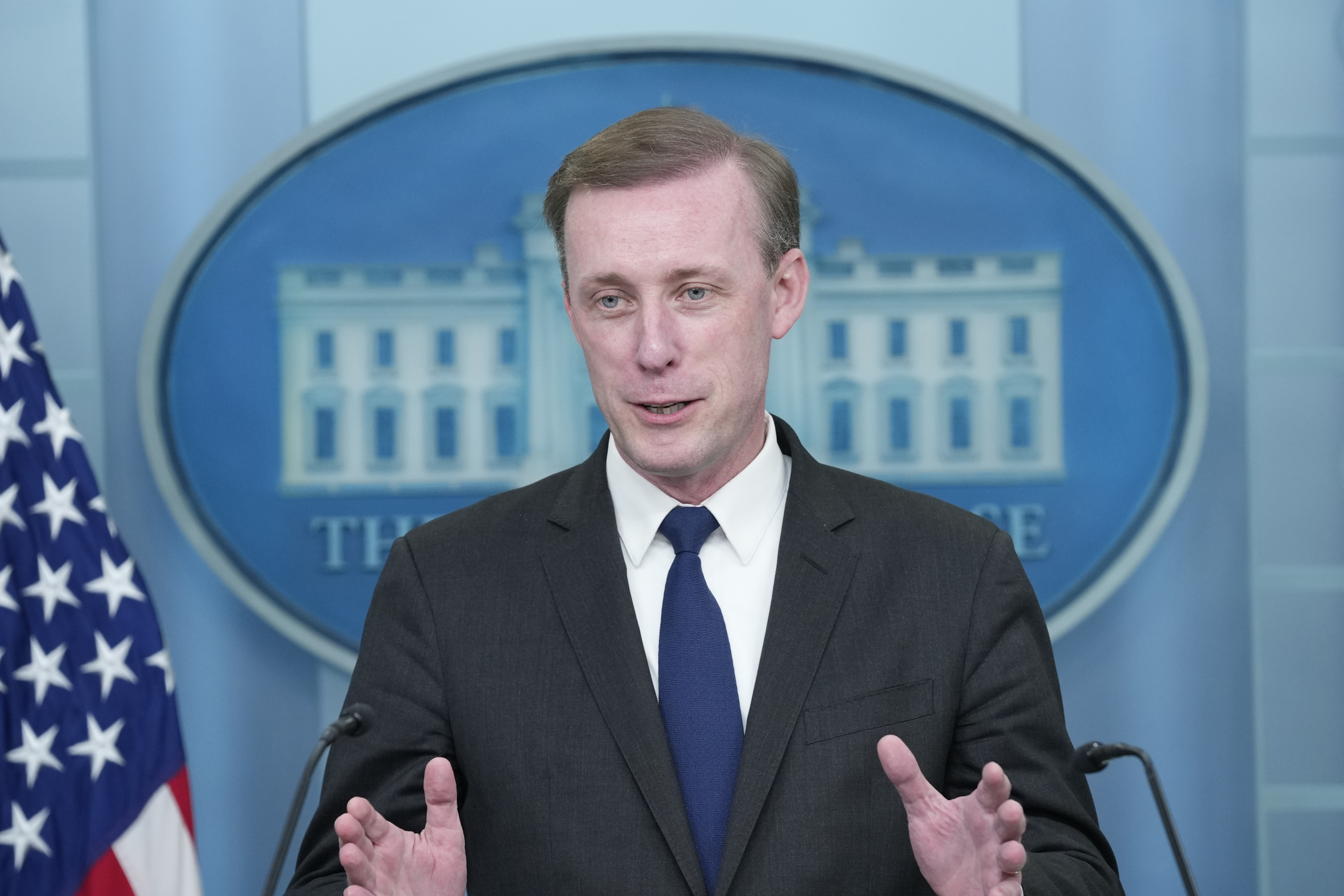 White House national security adviser Jake Sullivan speaks during the daily briefing at the White House in Washington, Wednesday, Nov. 13, 2024. (AP Photo/Susan Walsh)