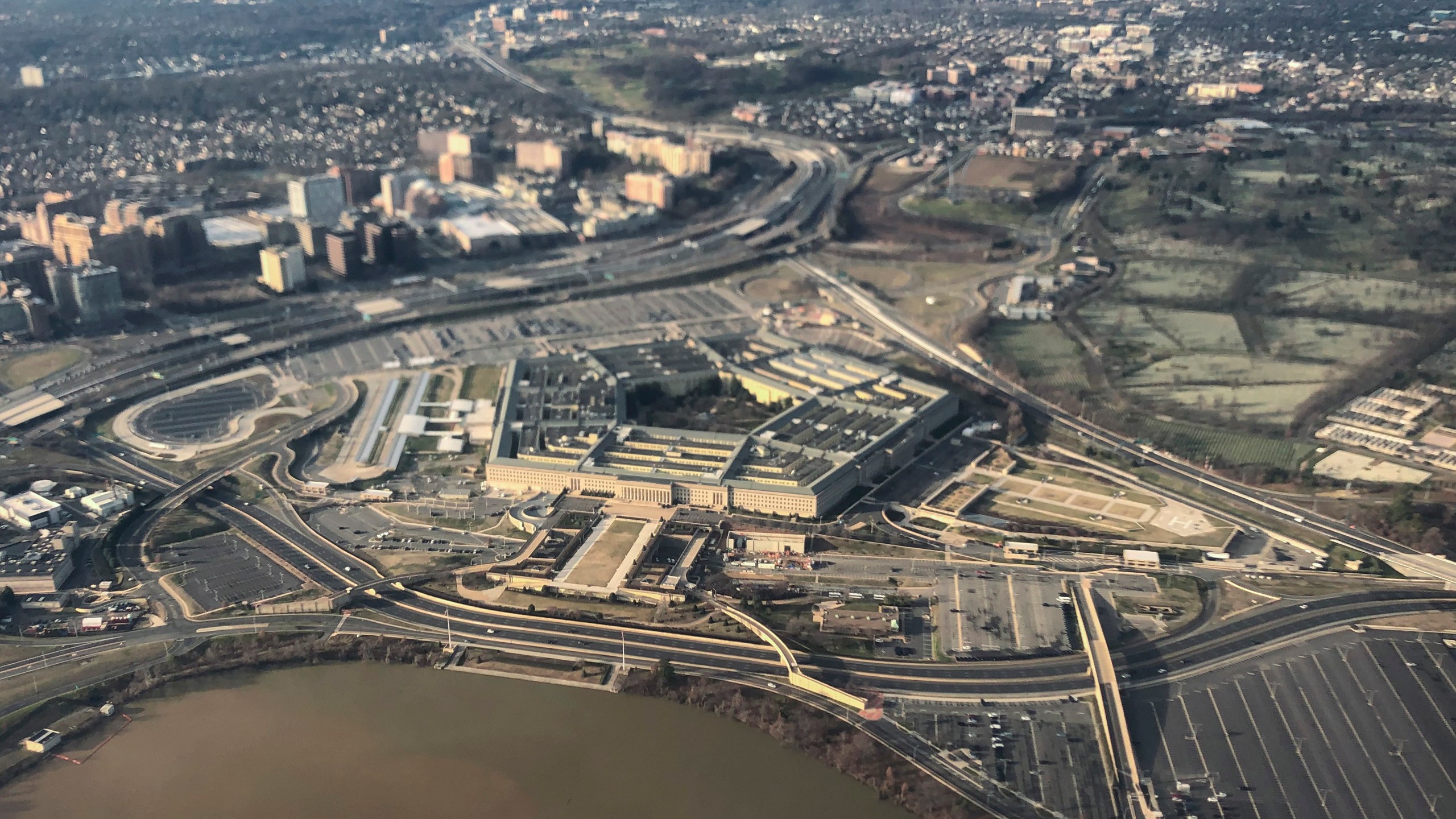 FILE - The Pentagon and the surrounding area is seen in this aerial view in Washington, Jan. 26, 2020. (AP Photo/Pablo Martinez Monsivais, File)