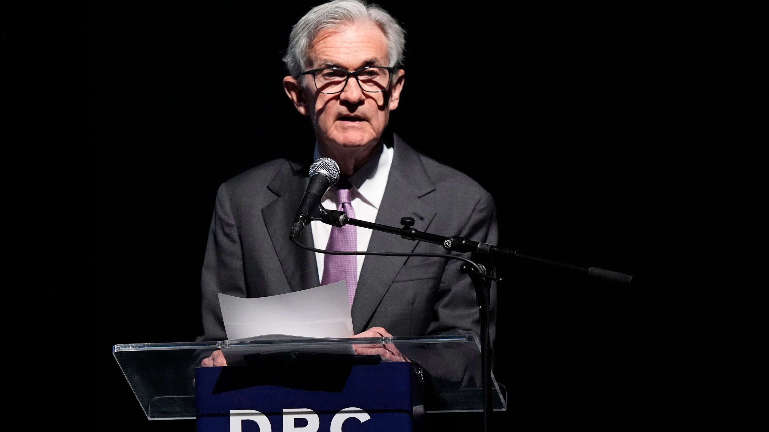 Federal Reserve Chair Jerome Powell speaks to the Dallas Regional Chamber during an event in Music Hall at Fair Park Thursday, Nov. 14, 2024, in Dallas. (AP Photo/LM Otero)