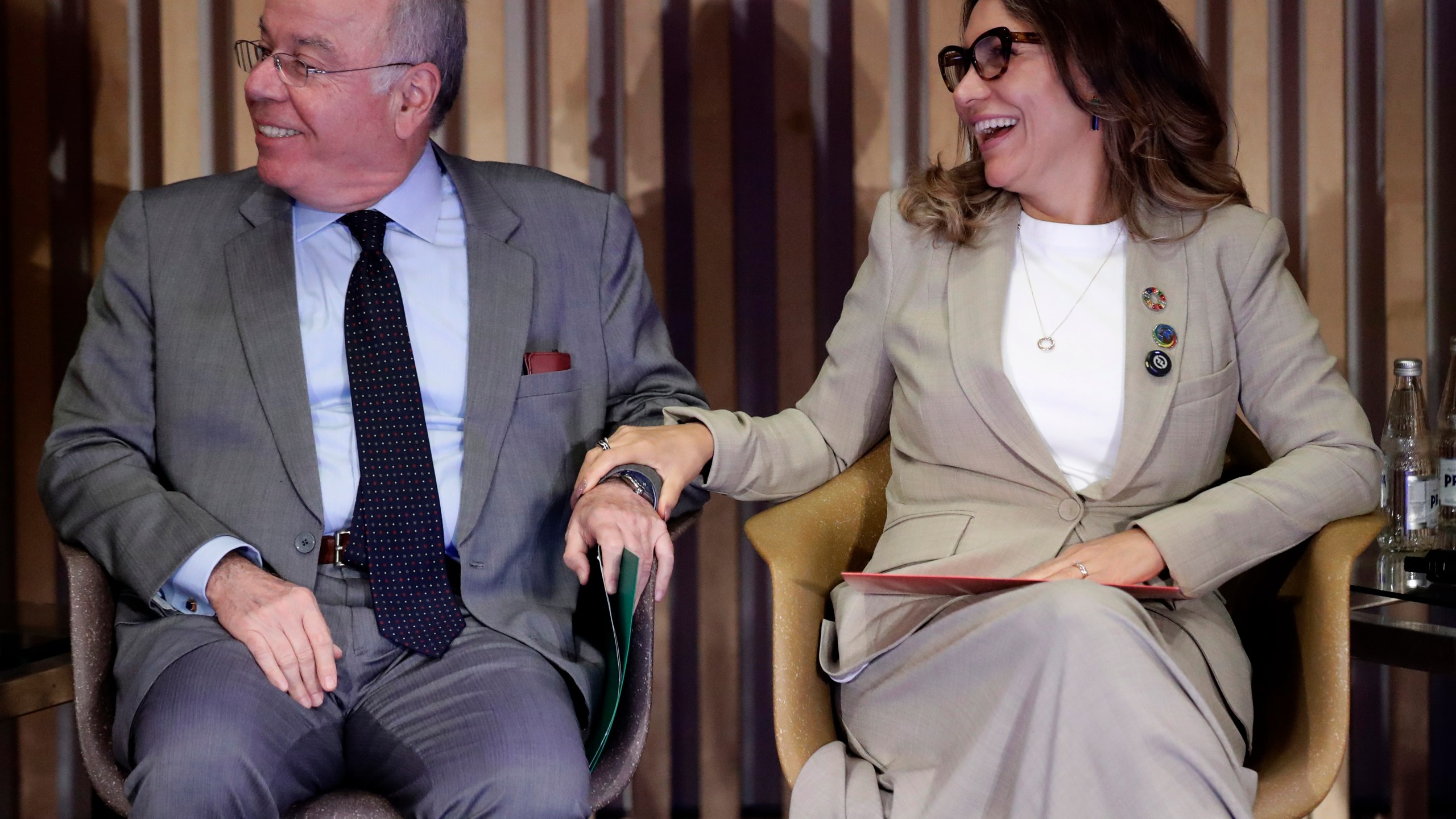 Brazil's first lady Rosangela da Silva and Foreign Affairs Minister Mauro Vieira, attend the inauguration of the G20 Social Summit in Rio de Janeiro, Thursday, Nov. 14, 2024. (AP Photo/Bruna Prado)