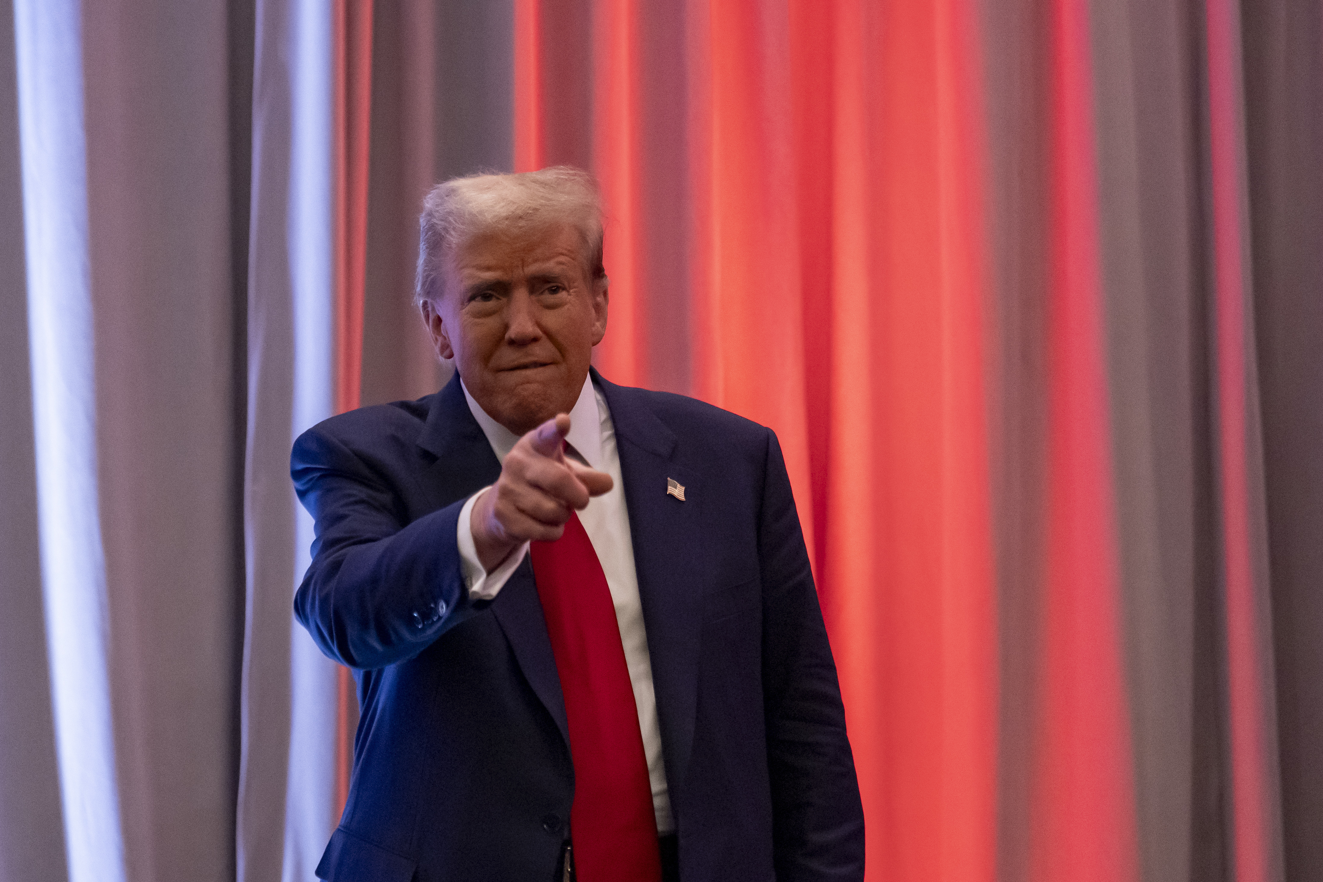 President-elect Donald Trump arrives to speak at meeting of the House GOP conference, Wednesday, Nov. 13, 2024, in Washington. (AP Photo/Alex Brandon)