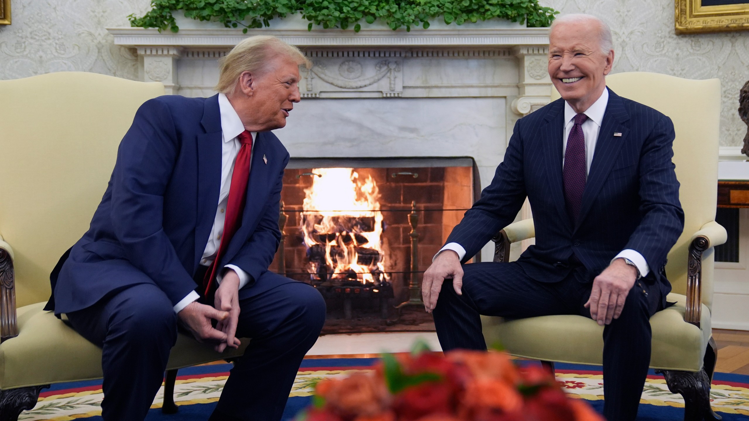 President Joe Biden meets with President-elect Donald Trump in the Oval Office of the White House, Wednesday, Nov. 13, 2024, in Washington. (AP Photo/Evan Vucci)