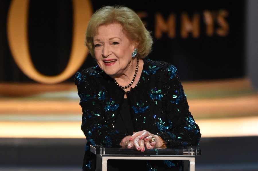 FILE - Betty White speaks on stage at the 70th Primetime Emmy Awards on Monday, Sept. 17, 2018, at the Microsoft Theater in Los Angeles. (Photo by Phil McCarten/Invision for the Television Academy/AP Images, File)