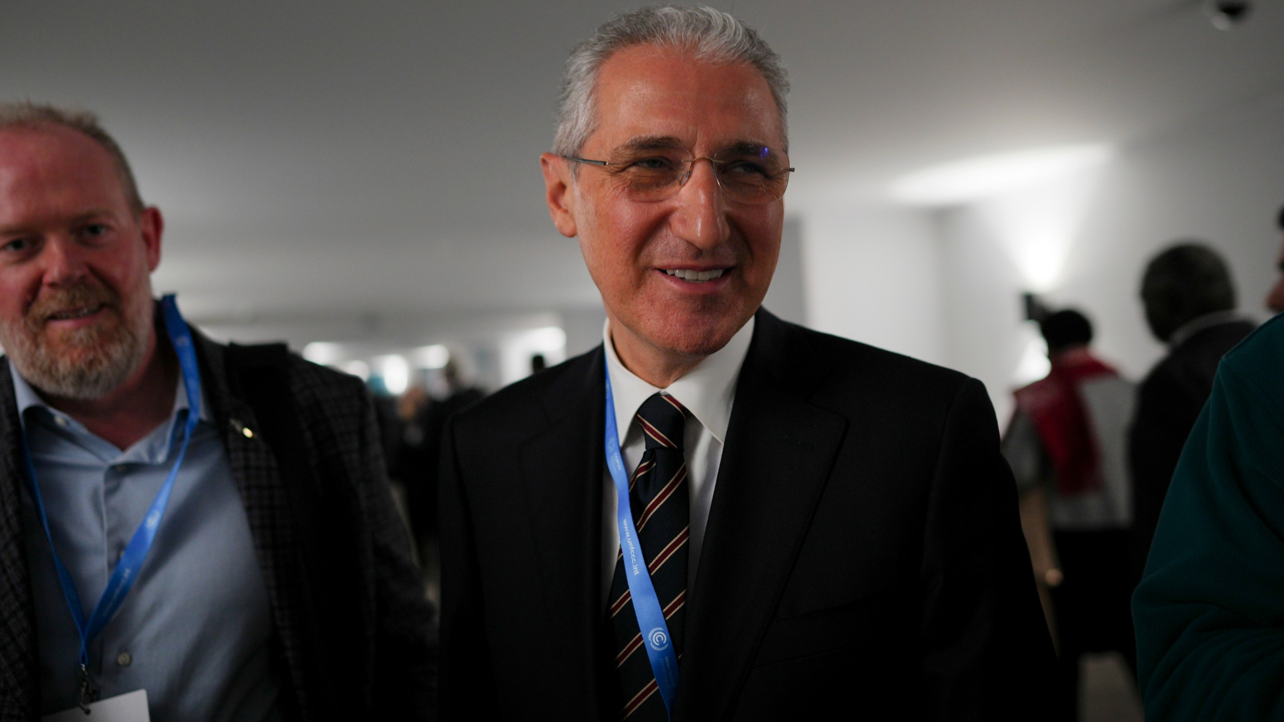 Mukhtar Babayev, COP29 President, walks through the COP29 U.N. Climate Summit, Thursday, Nov. 14, 2024, in Baku, Azerbaijan. (AP Photo/Peter Dejong)