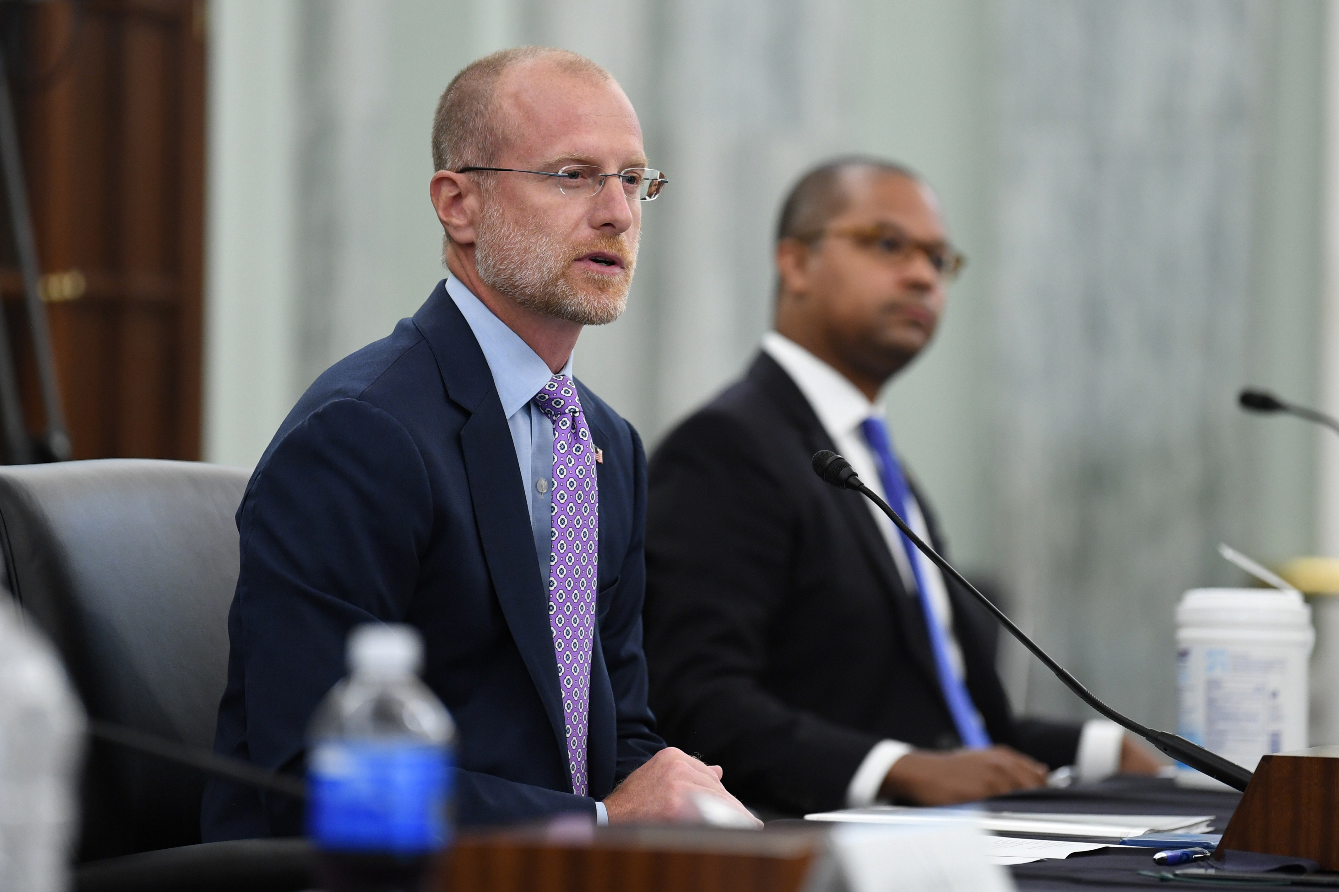 FILE - Brendan Carr answers questions during a Senate Commerce, Science, and Transportation committee hearing to examine the Federal Communications Commission on Capitol Hill in Washington, June 24, 2020. (Jonathan Newton/The Washington Post via AP, Pool, File)