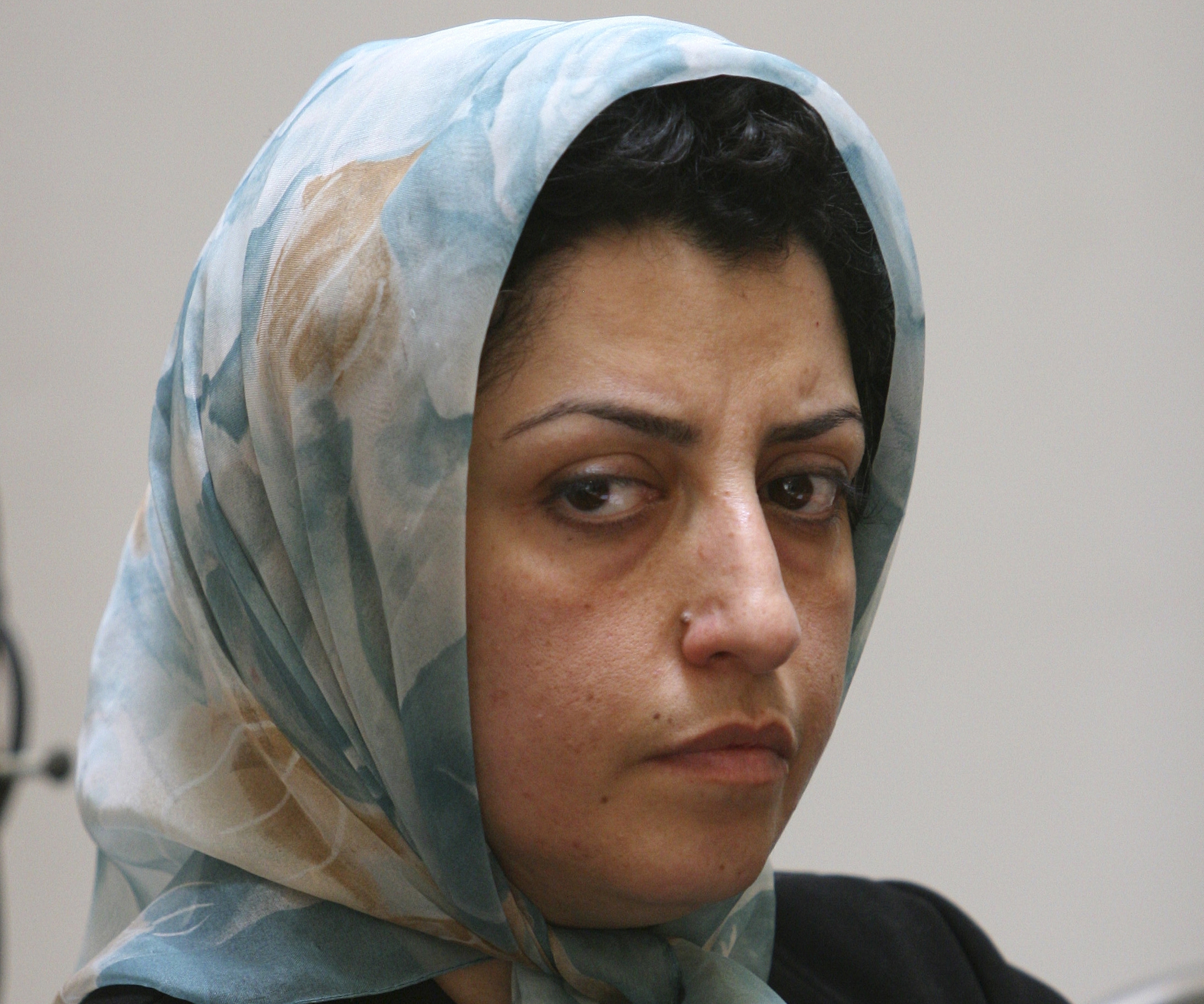 FILE - Prominent Iranian human rights activist Narges Mohammadi attends a meeting on women's rights in Tehran, Iran, on Aug. 27, 2007. (AP Photo/Vahid Salemi, File)