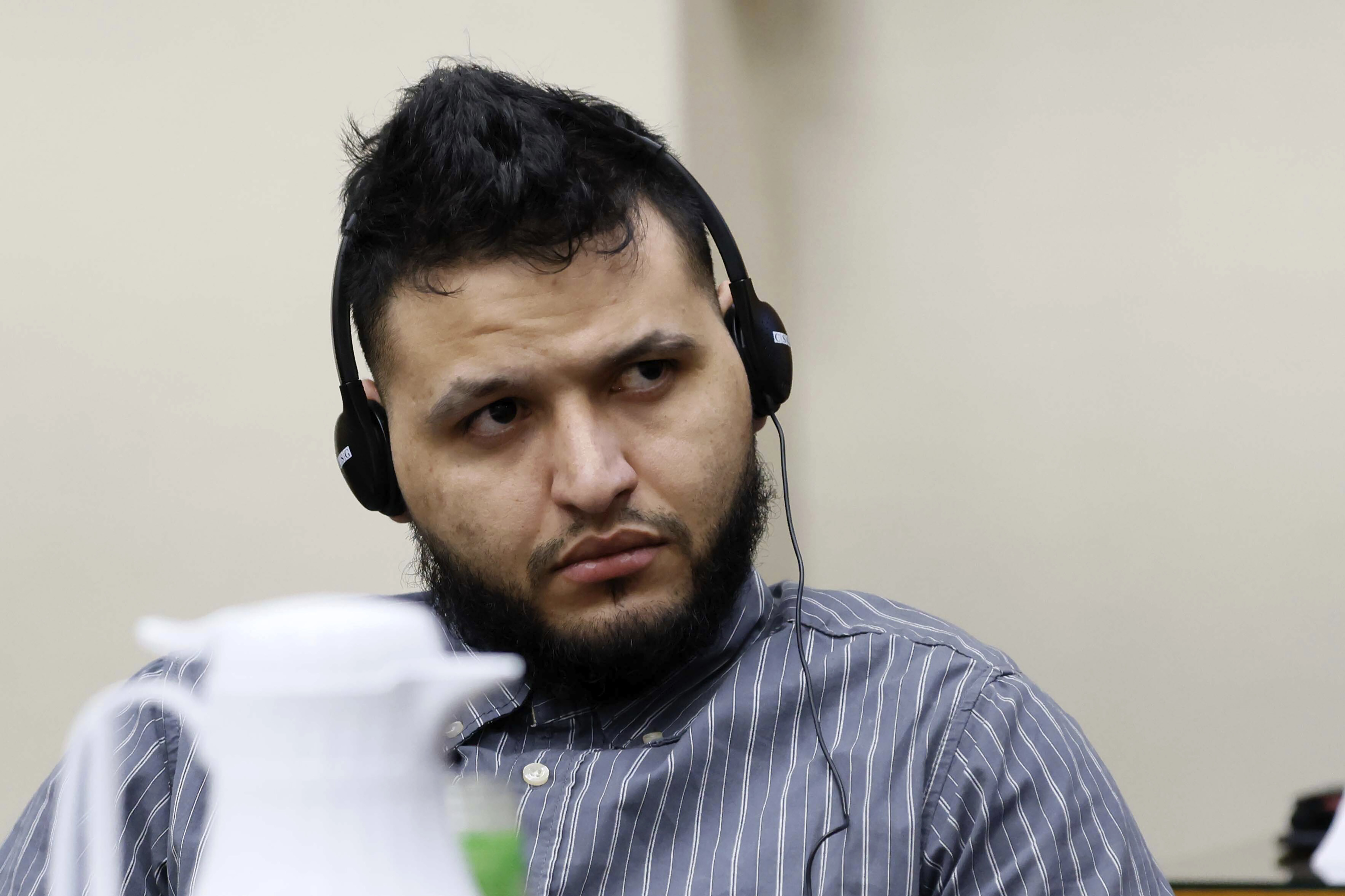 Jose Ibarra pays attention to a witness during his trial at the Athens-Clarke County Superior Court on Monday, Nov. 18, 2024, in Athens, Ga. (Miguel Martinez/Atlanta Journal-Constitution via AP, Pool)