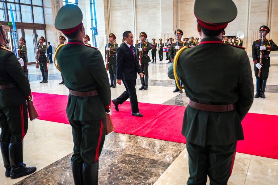 Indonesian Vice Defense Minister Donny Ermawan Taufanto arrives to attend the ASEAN Defense Ministers' Meeting in Vientiane, Laos, Wednesday, Nov. 20, 2024. (AP Photo/Anupam Nath)