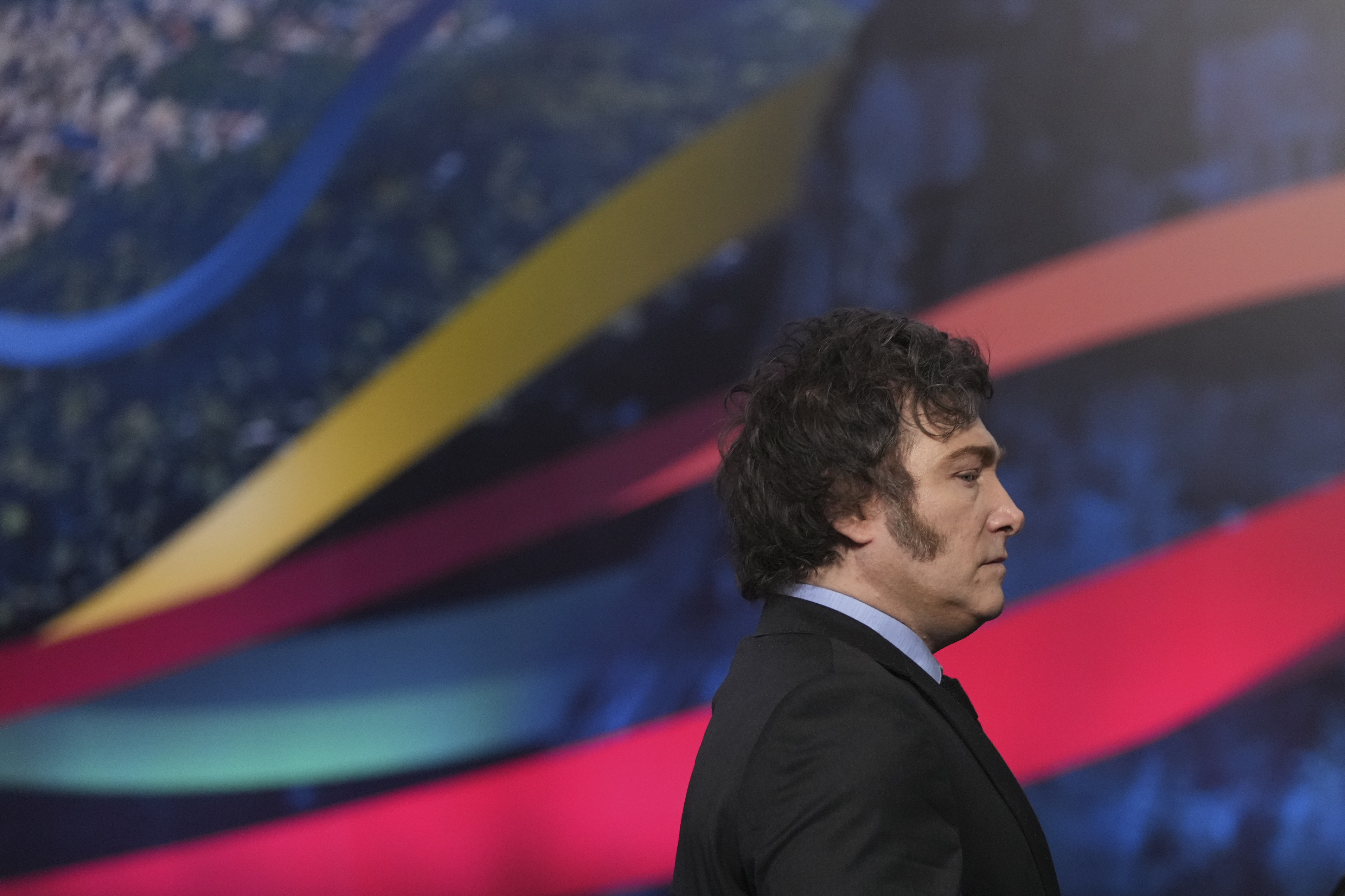 Argentina's President Javier Milei attends the G20 Summit in Rio de Janeiro, Tuesday, Nov. 19, 2024. (AP Photo/Silvia Izquierdo)