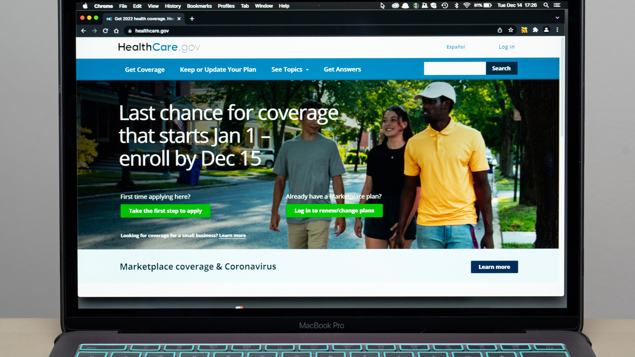 FILE - The healthcare.gov website is seen, Dec. 14, 2021, in Fort Washington, Md. (AP Photo/Alex Brandon, File)