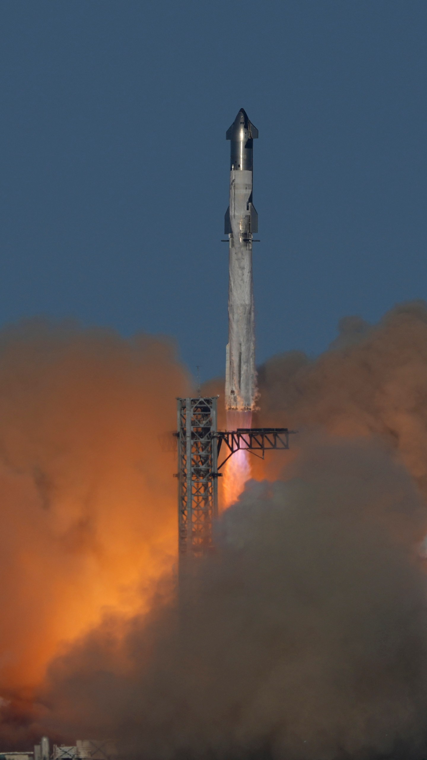 SpaceX's mega rocket Starship lifts off for a test flight from Starbase in Boca Chica, Texas, Tuesday, Nov. 19, 2024. (AP Photo/Eric Gay)