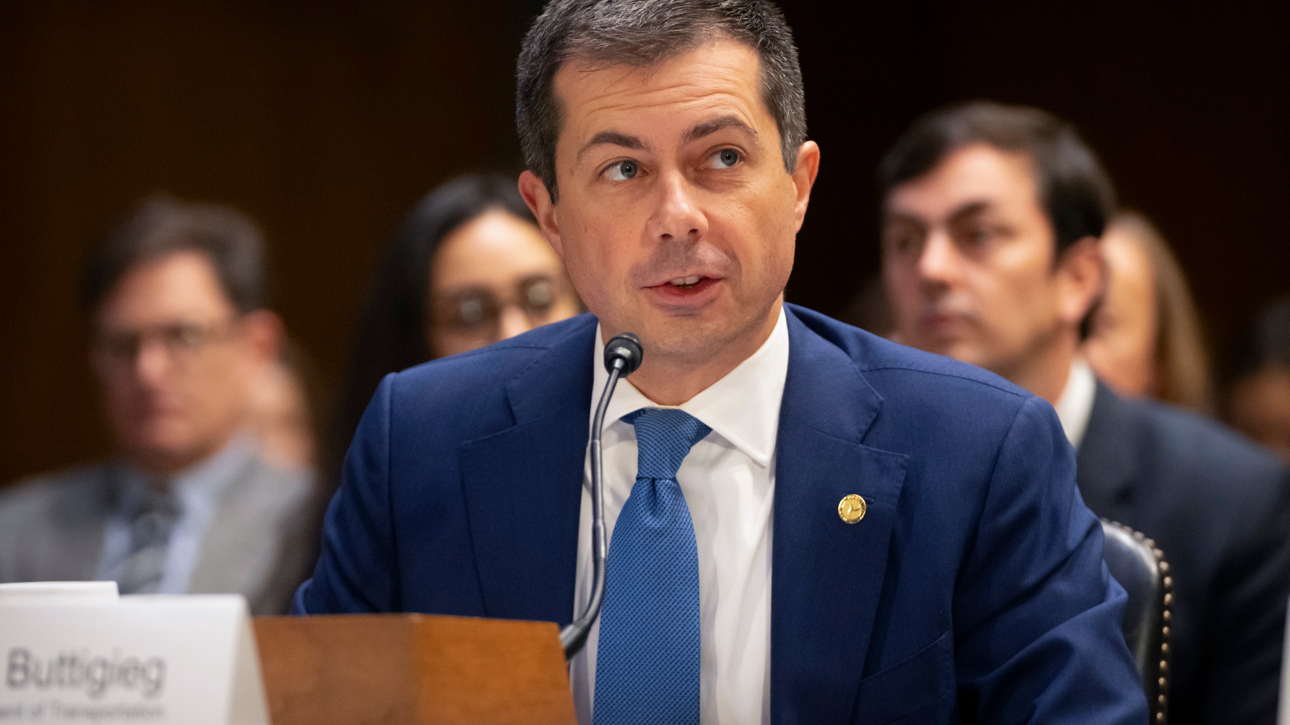 Transportation Secretary Pete Buttigieg appears before the Senate Appropriations Committee on Capitol Hill, Wednesday, Nov. 20, 2024, in Washington. (AP Photo/Mark Schiefelbein)