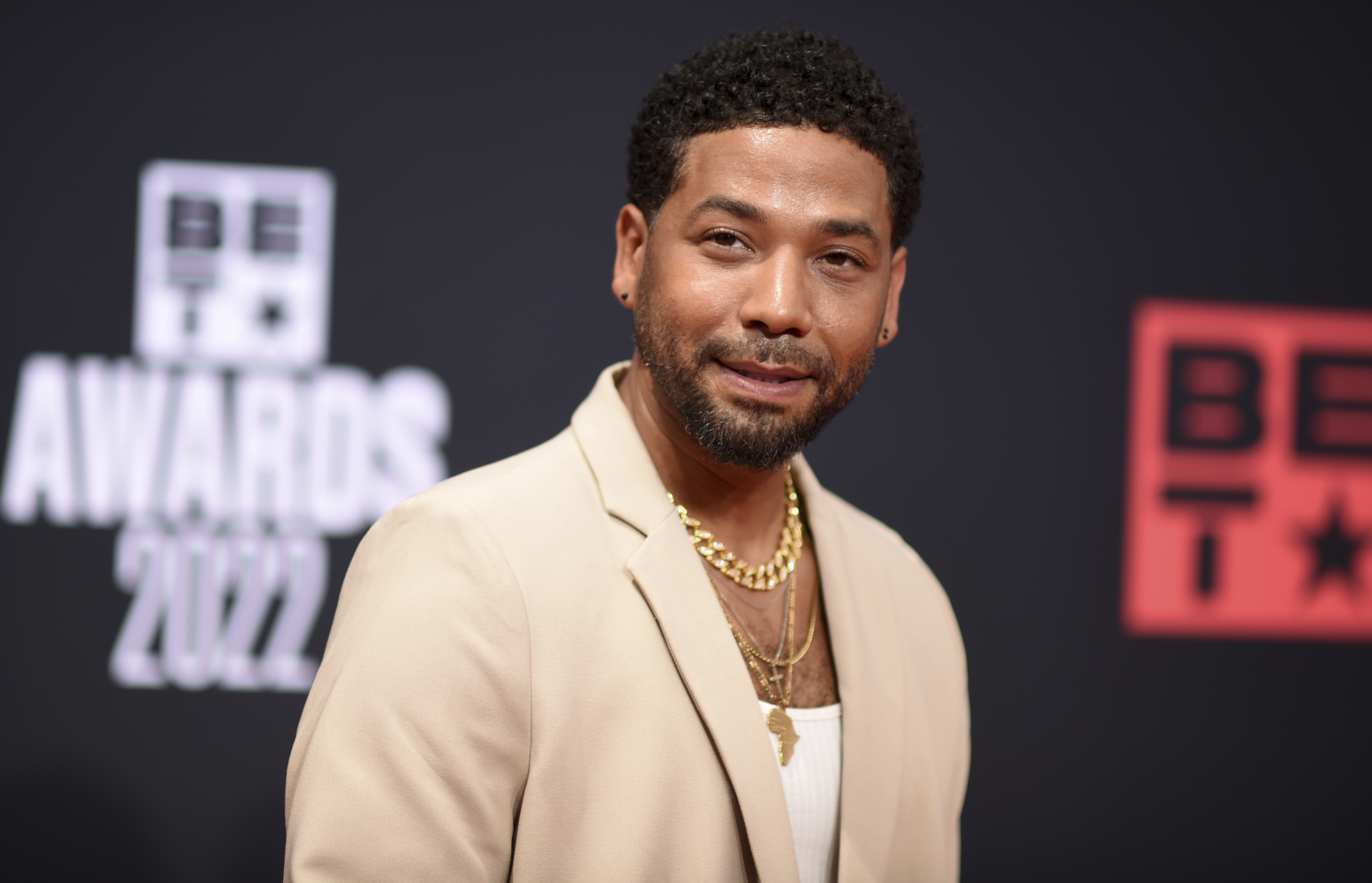 FILE - Jussie Smollett arrives at the BET Awards, June 26, 2022, in Los Angeles. (Photo by Richard Shotwell/Invision/AP, File)