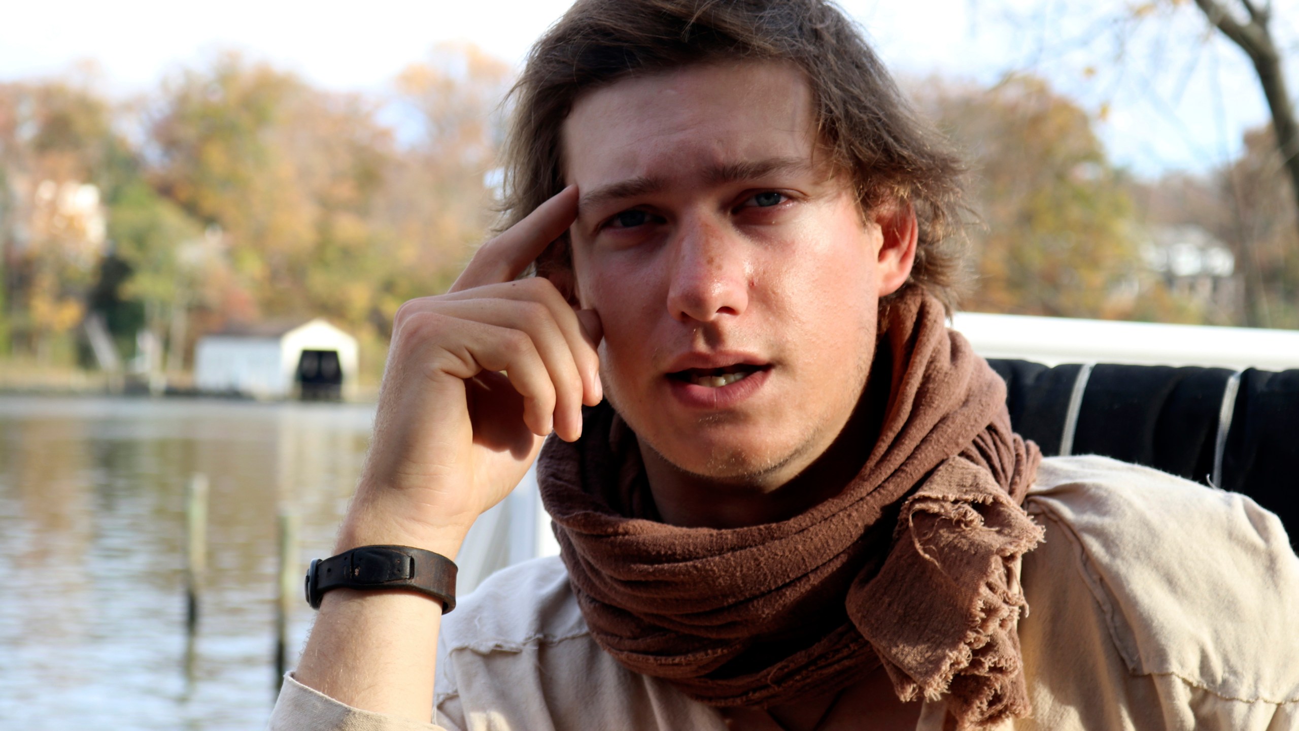 Peter Frank talks about his attempt to complete the roughly 6,000-mile Great Loop in a canoe during an interview with the Associated Press on Thursday, Nov. 7, 2024 in Riva, Md. (AP Photo/Brian Witte)