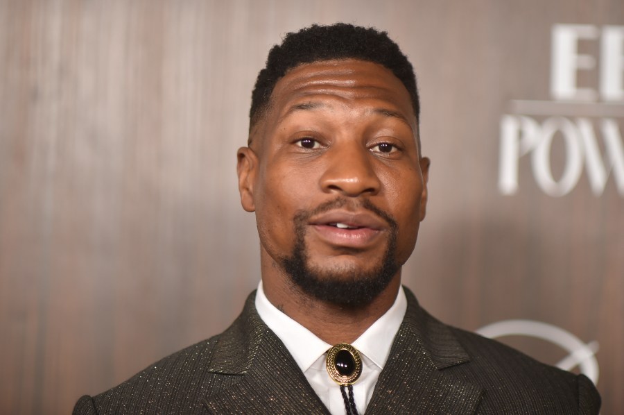 Jonathan Majors arrives at EBONY Power 100 on Sunday, Nov. 17, 2024, at nya studios WEST in Los Angeles. (Photo by Richard Shotwell/Invision/AP)