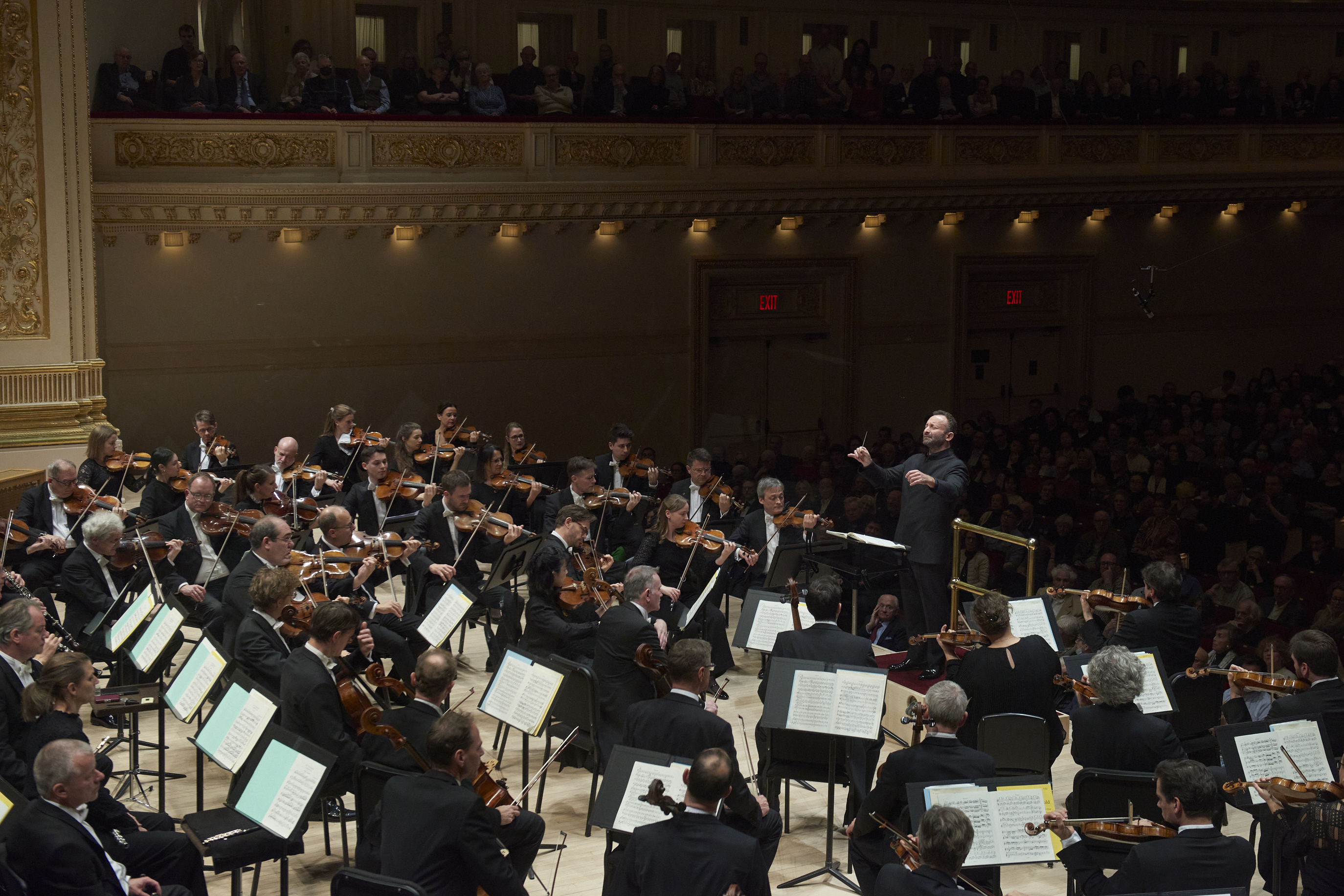 This image released by Carnegie Hall shows Kirill Petrenko, chief conductor of the Berlin Philharmonic, leading the orchestra at Carnegie Hall on Nov. 17, 2024 in New York. (Stefan Cohen/Carnegie Hall via AP)