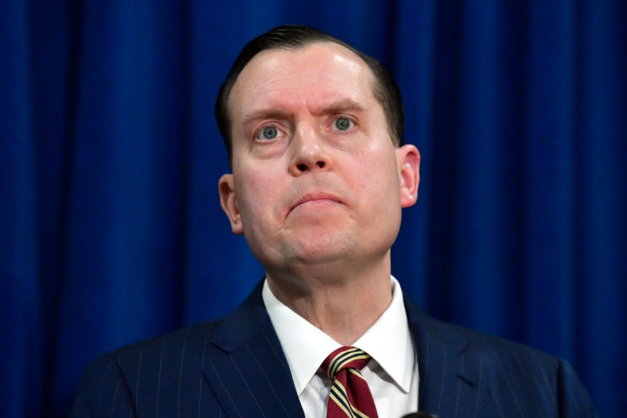 FILE - Kentucky Attorney General Russell Coleman speaks in Frankfort, Ky., Jan. 2, 2024. (AP Photo/Timothy D. Easley)