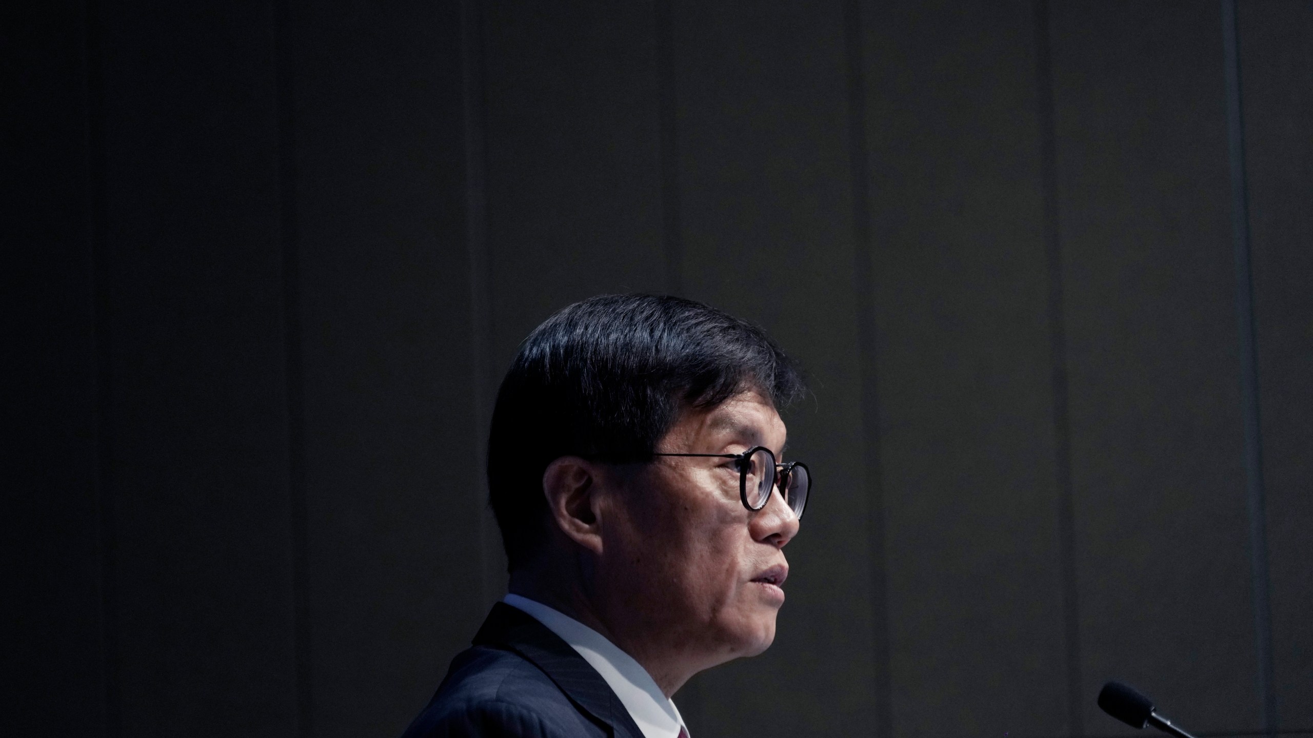 Bank of Korea Gov. Rhee Chang-yong speaks during a press conference at the central bank in Seoul, South Korea, Thursday, Nov. 28, 2024. (AP Photo/Ahn Young-joon)