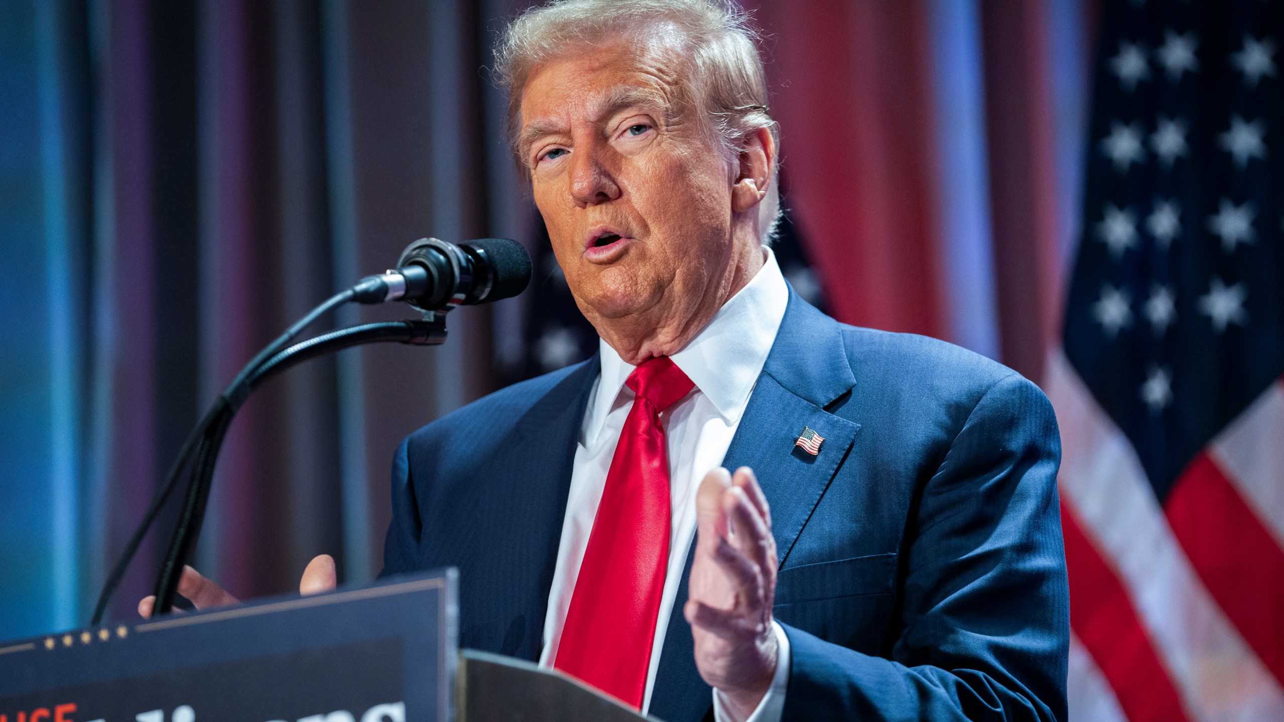 FILE - President-elect Donald Trump speaks during a meeting with the House GOP conference, Nov. 13, 2024, in Washington. (Allison Robbert/Pool via AP, File)