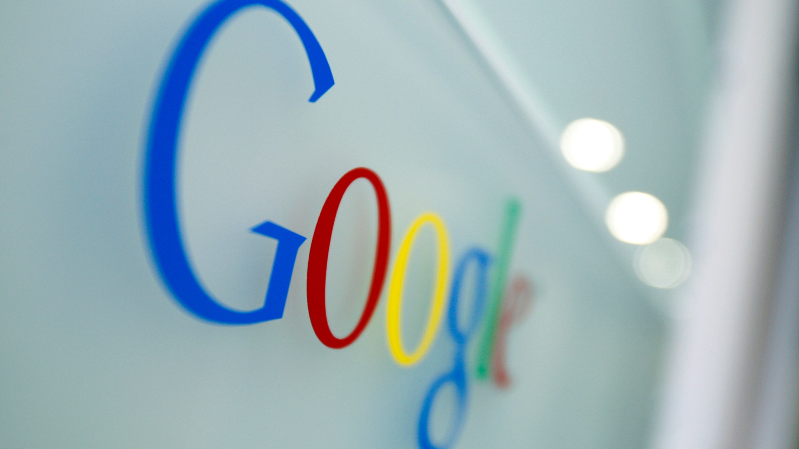 FILE - The Google logo is seen at the Google headquarters in Brussels, March 23, 2010. (AP Photo/Virginia Mayo, File)