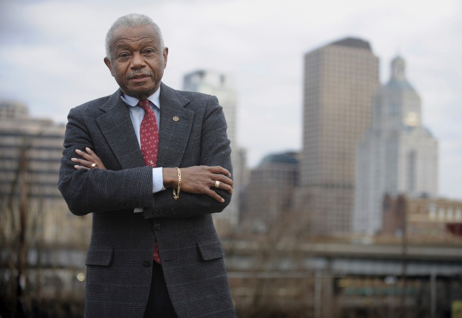 FILE - Hartford Mayor Thirman Milner poses for a portrait in Hartford, Conn., on Jan. 27, 2010. (AP Photo/Jessica Hill, File)