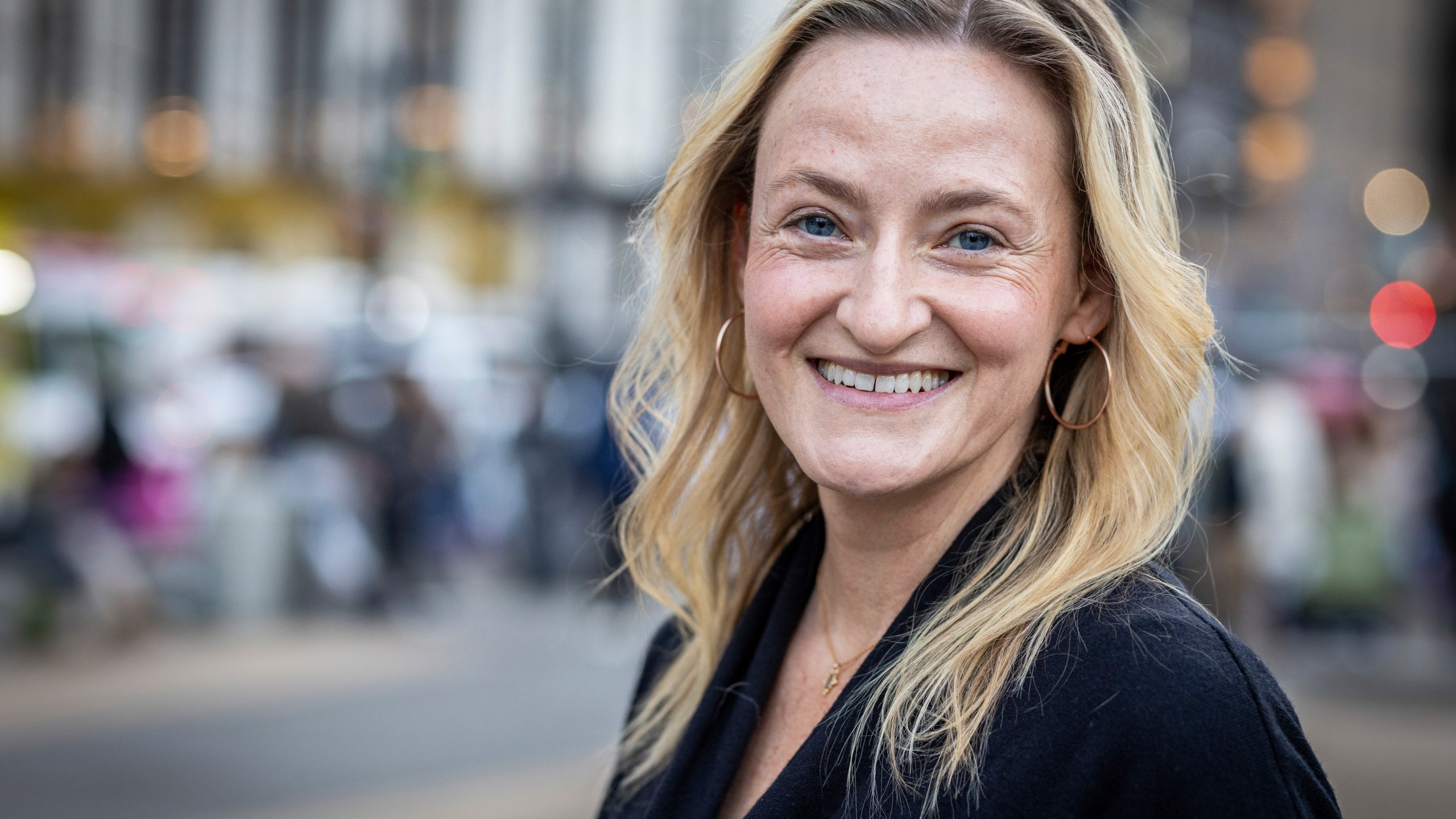 Asha Curran, the CEO of GivingTuesday, poses for a photo on Monday, Nov. 25, 2024 in New York. (AP Photo/Stefan Jeremiah)