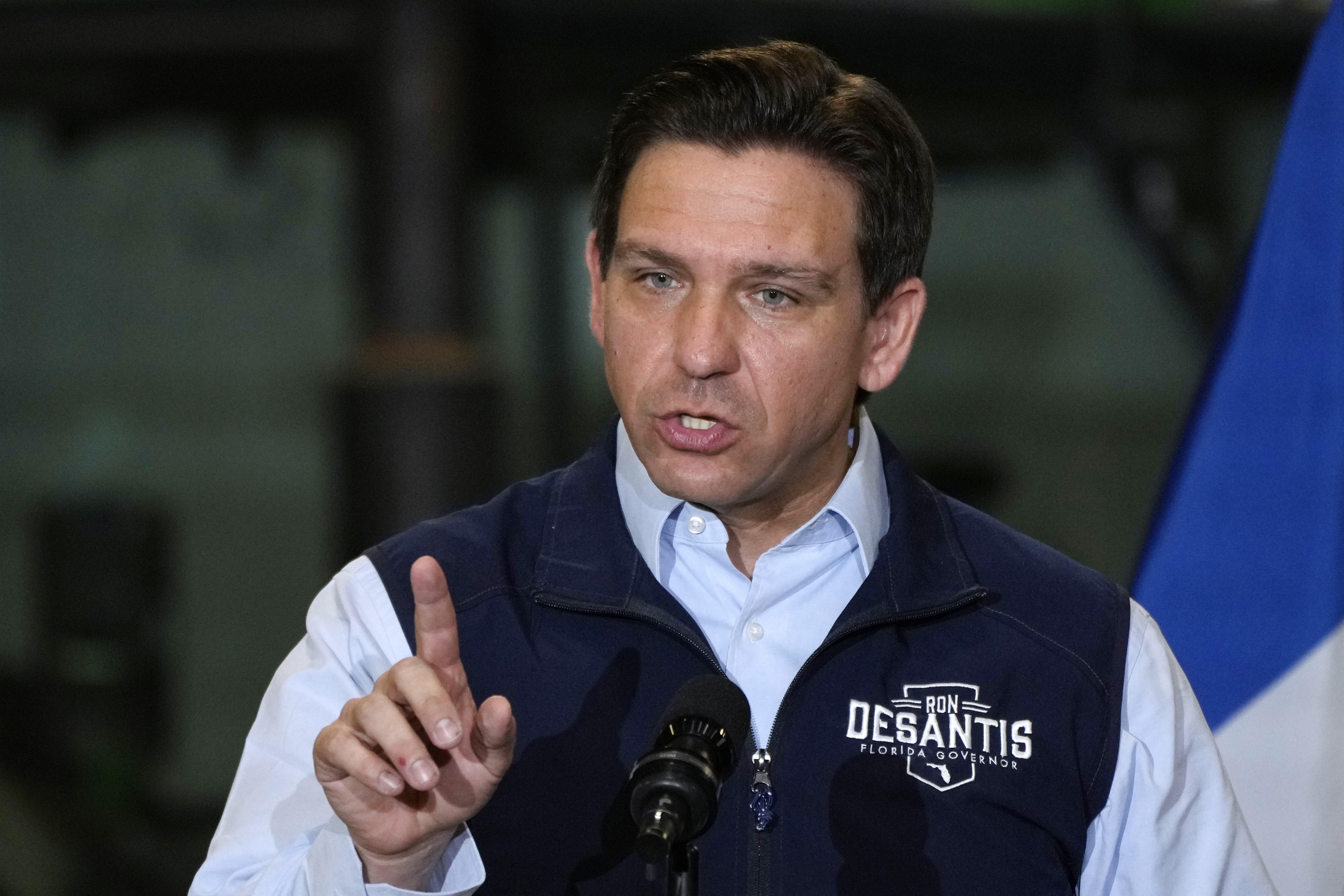 FILE - Republican presidential candidate Florida Gov. Ron DeSantis speaks during a campaign event on May 31, 2023, in Salix, Iowa. (AP Photo/Charlie Neibergall, File)