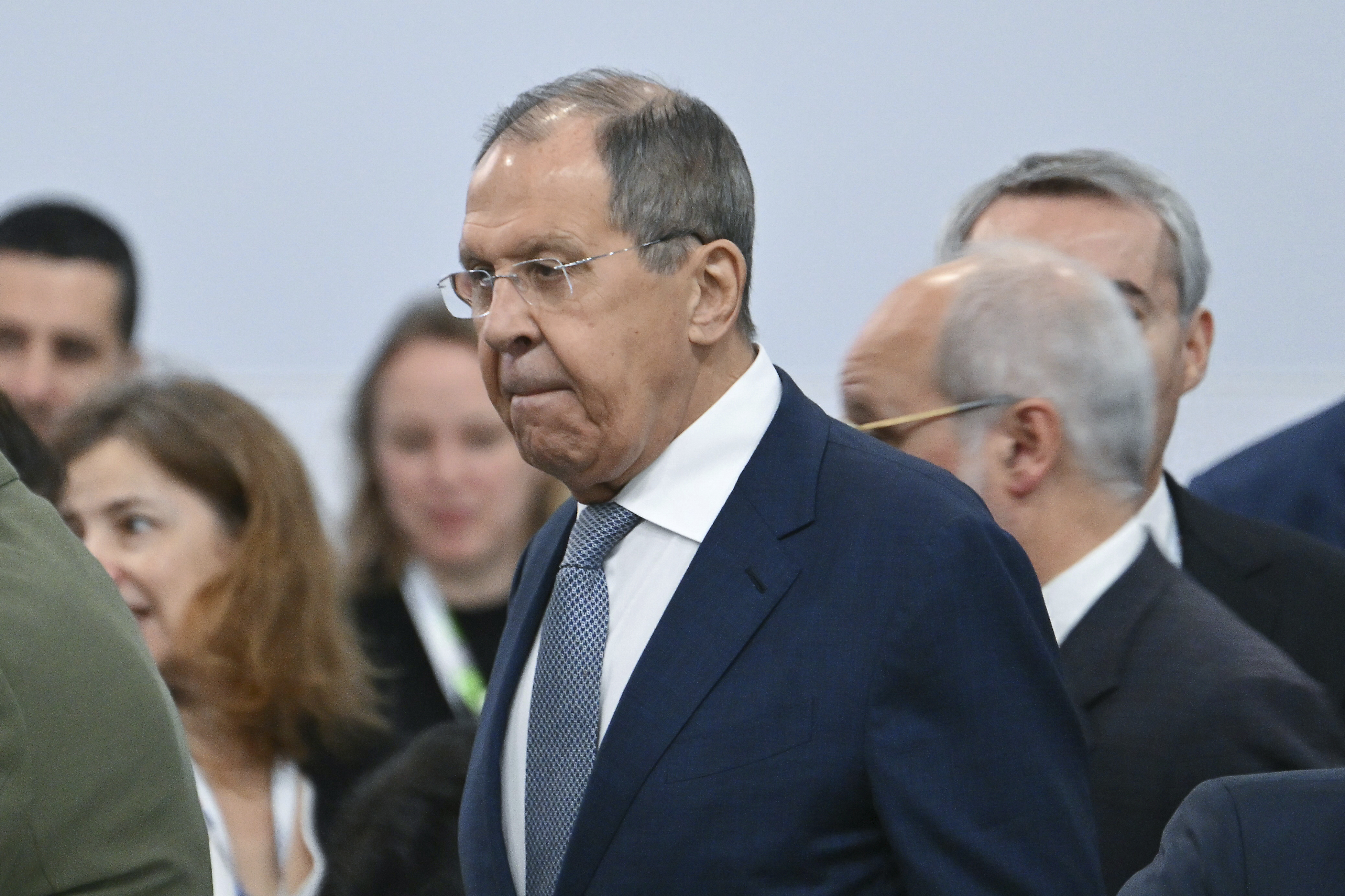 OffRussia's Foreign Minister Sergey Lavrov arrives to attend a plenary session of the 31st Organization for Security and Cooperation in Europe (OSCE) Ministerial summit, in Ta'Qali, Malta, Thursday, Dec. 5, 2024. (Alberto Pizzoli/Pool Photo via AP)