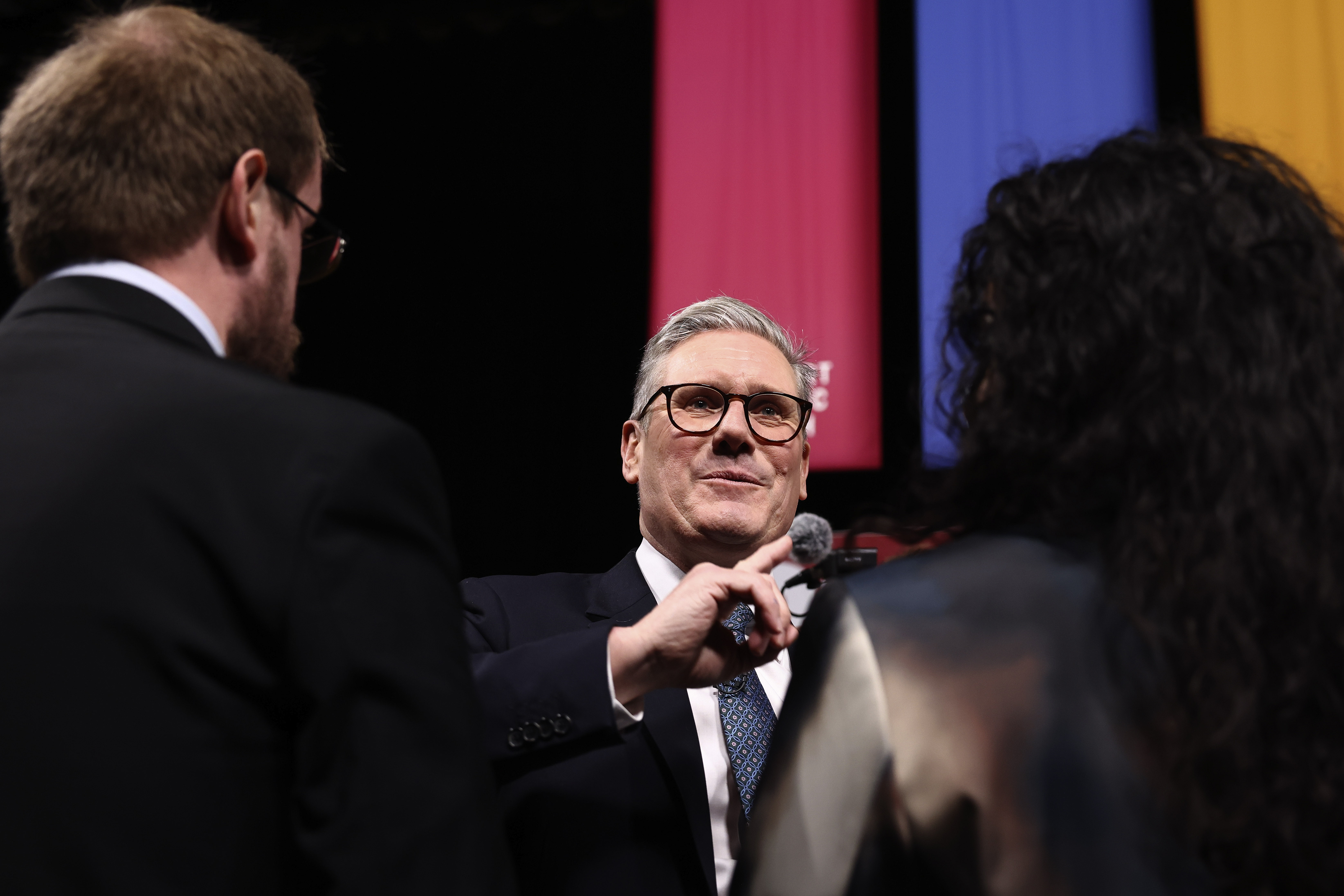 Britain's Prime Minister Keir Starmer speaks to supporters after his 'plan for change' speech in Buckinghamshire, England, Thursday, Dec. 5, 2024.(AP Photo/Darren Staples, Pool)