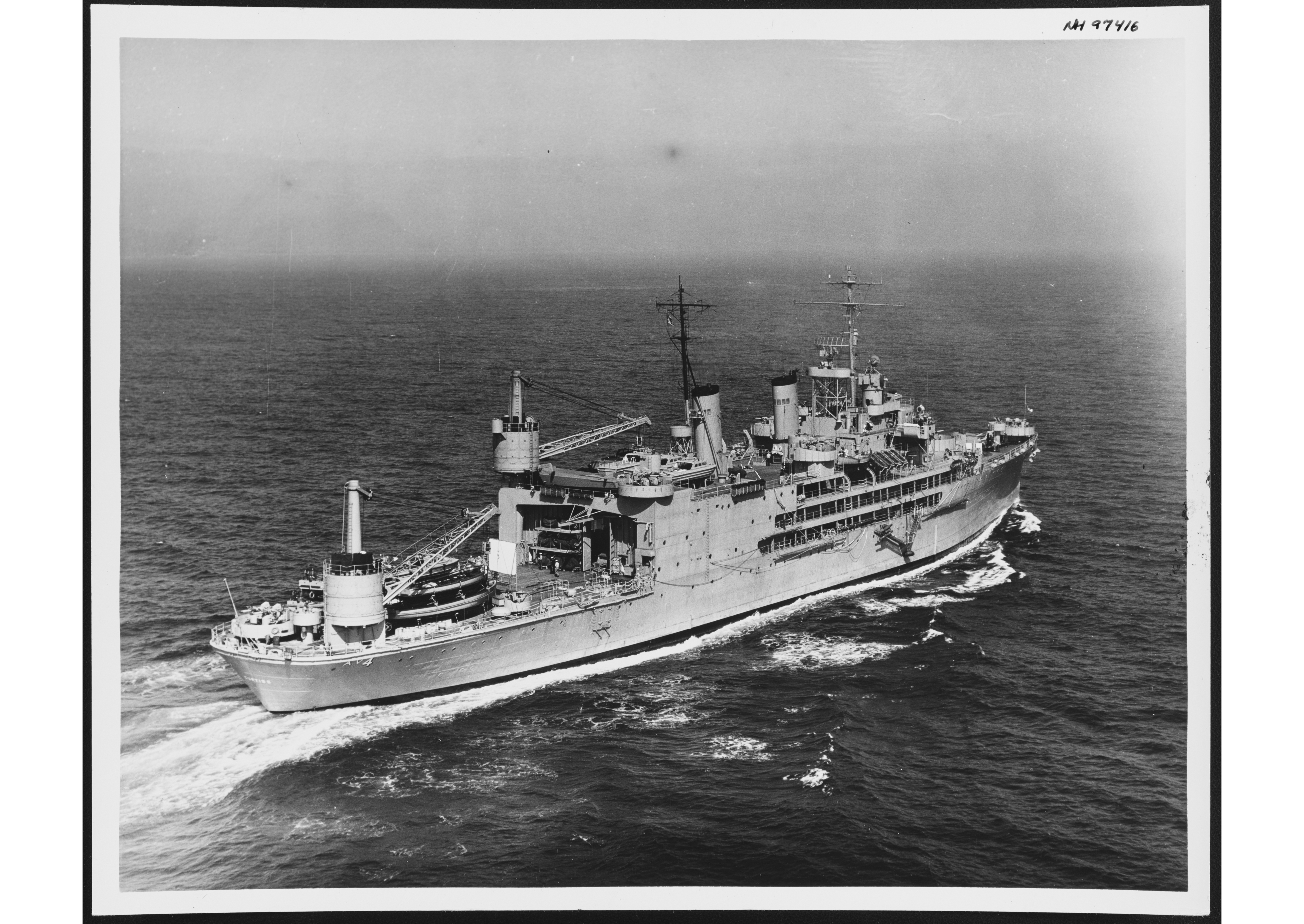 The USS Curtiss is seen underway at sea, 1954. (Naval History and Heritage Command via AP)