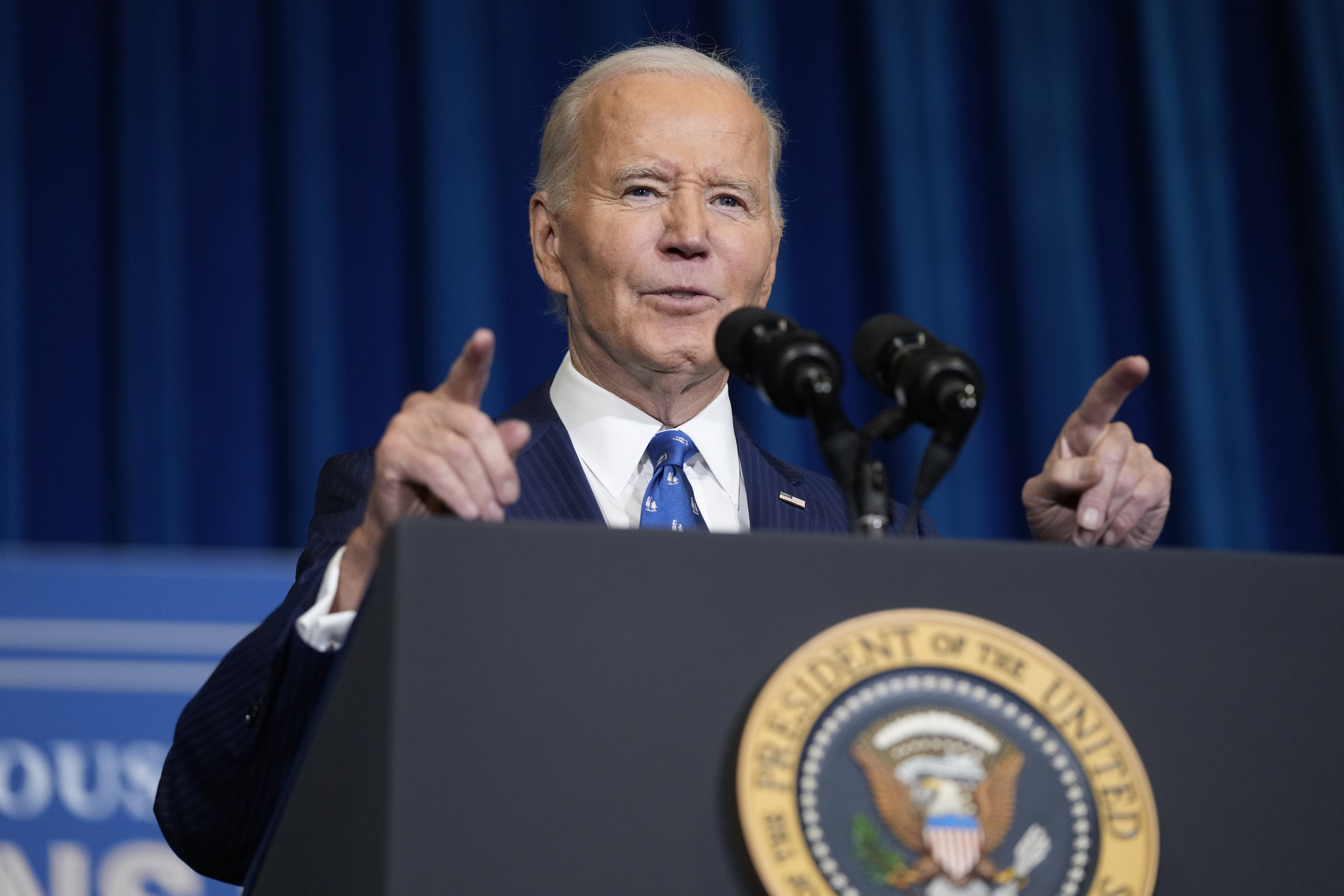 President Joe Biden speaks at the 2024 White House Tribal Nations Summit at the Department of the Interior in Washington, Monday, Dec. 9, 2024. (AP Photo/Susan Walsh)