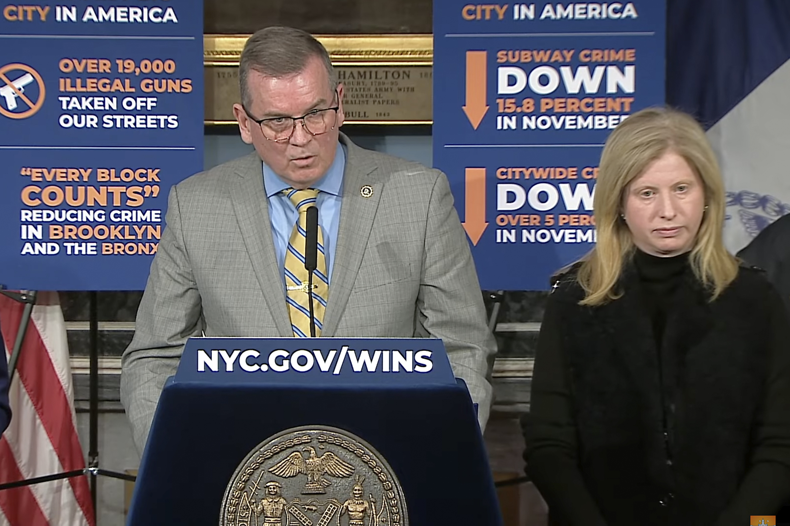 In this photo taken from video, New York Police chief of detectives Joseph Kenny answers questions during a news conference, Monday, Dec. 9, 2024, in New York. (New York City Mayor's Office via AP)