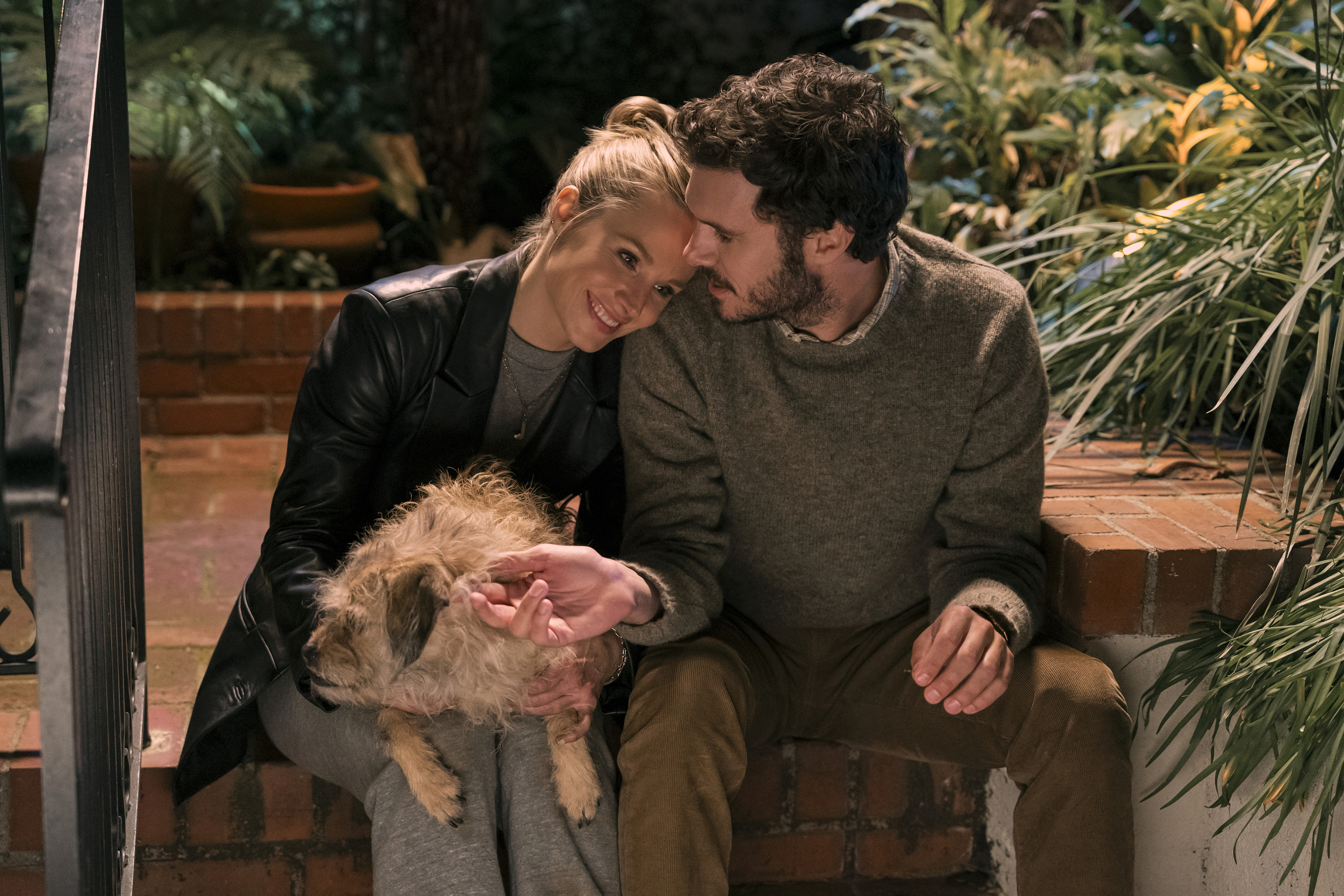 This image released by Netflix shows Kristen Bell, left, and Adam Brody in a scene from "Nobody Wants This." (Hopper Stone/Netflix via AP)