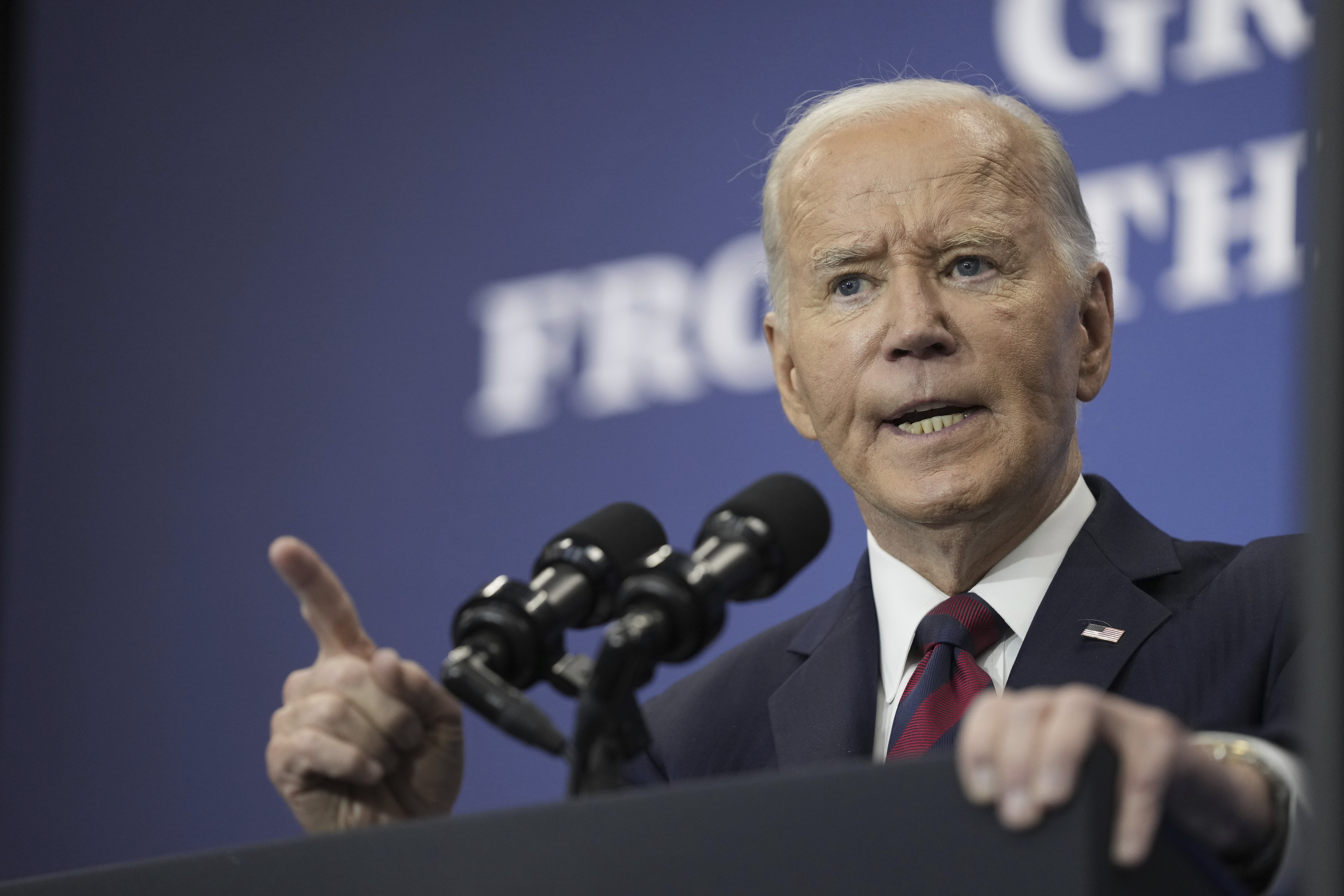 President Joe Biden speaks about his administrations economic playbook and the future of the American economy at the Brookings Institution in Washington, Tuesday, Dec. 10, 2024. (AP Photo/Susan Walsh)