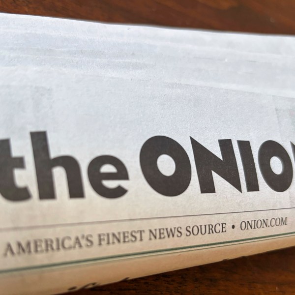 FILE - A copy of the satirical outlet The Onion is seen Thursday, Nov. 14, 2024, in Little Rock, Ark. (AP Photo/Jill Bleed, File)