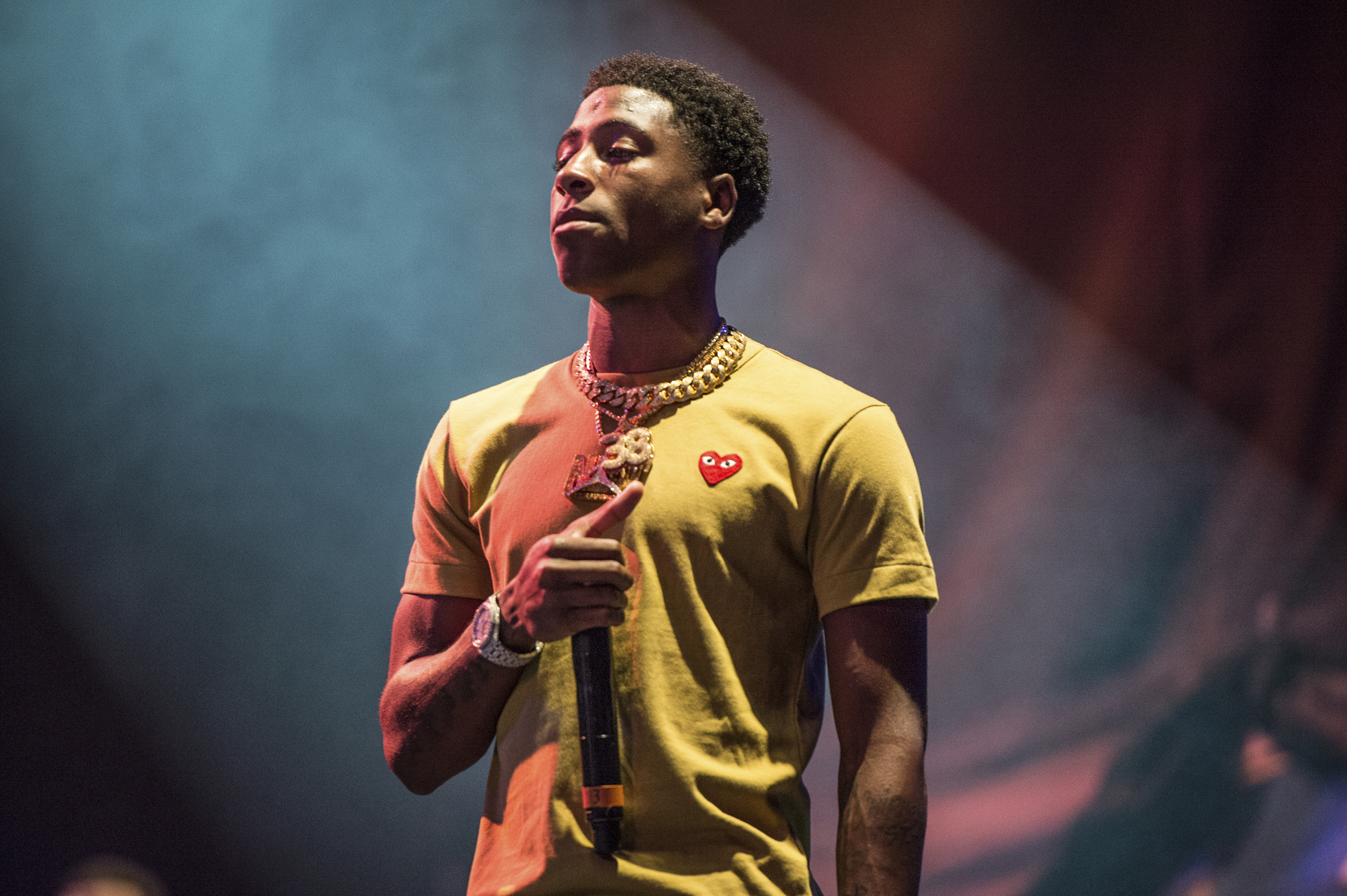 FILE - NBA YoungBoy performs at the Lil' WeezyAna Fest at Champions Square, on Aug. 25, 2017, in New Orleans. (Photo by Amy Harris/Invision/AP, File)