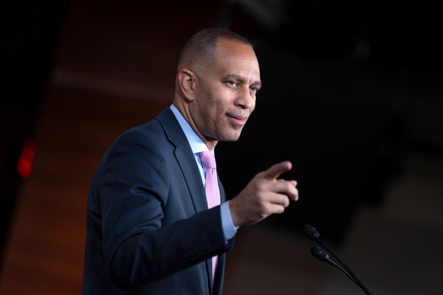 House Minority Leader Hakeem Jeffries, D-N.Y., responds to reporters during his weekly news conference at the Capitol in Washington, Friday, Dec. 6, 2024. (AP Photo/J. Scott Applewhite)