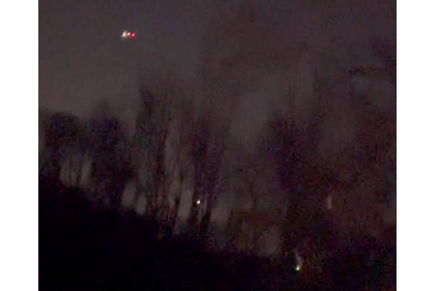 In this image taken from video, what appears to be drones flying over Randolph, N.J., Dec. 4, 2024. (MartyA45_ /TMX via AP)