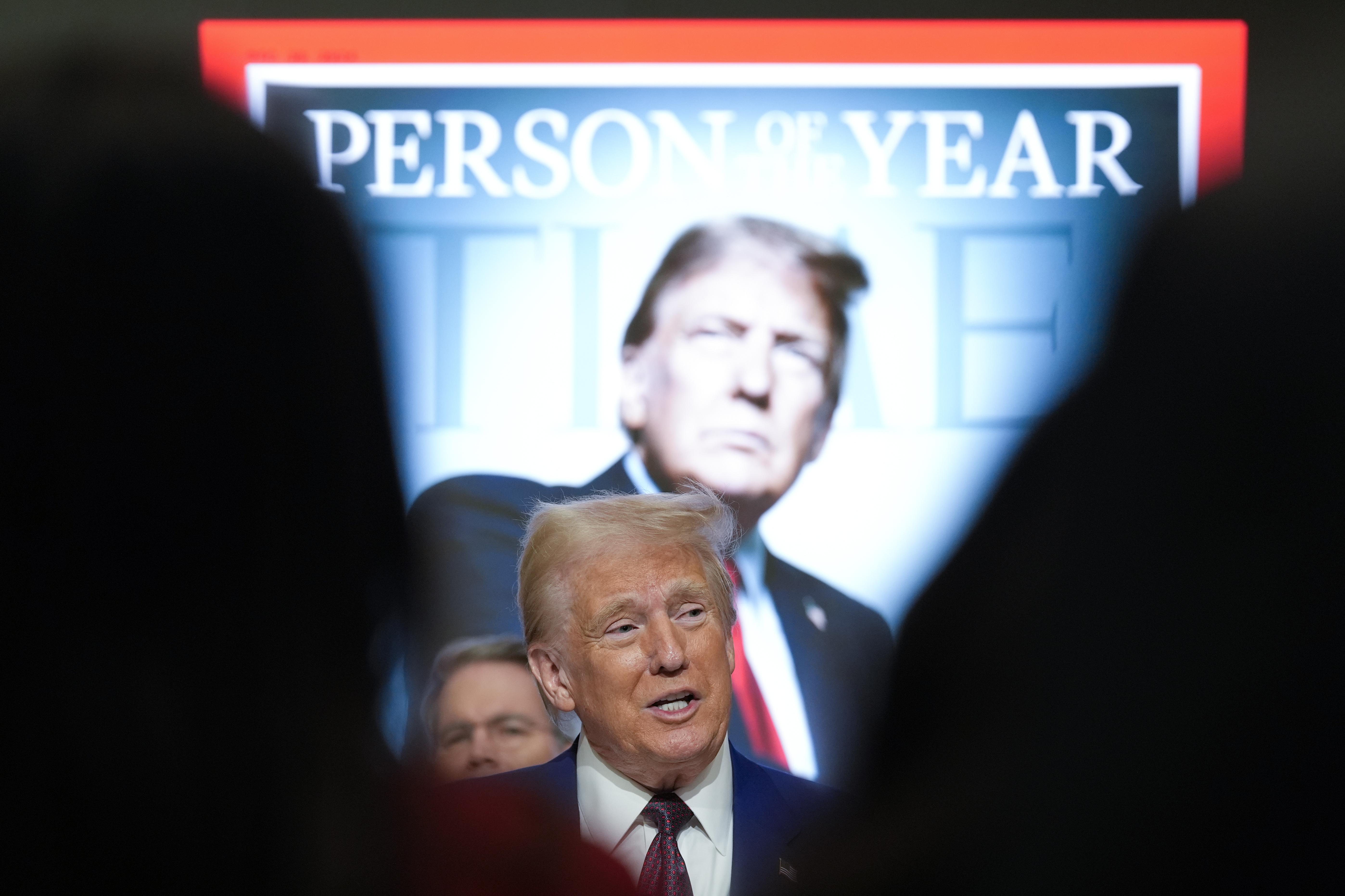 President-elect Donald Trump speaks during a Time magazine Person of the Year event at the New York Stock Exchange, Thursday, Dec. 12, 2024, in New York. (AP Photo/Alex Brandon)