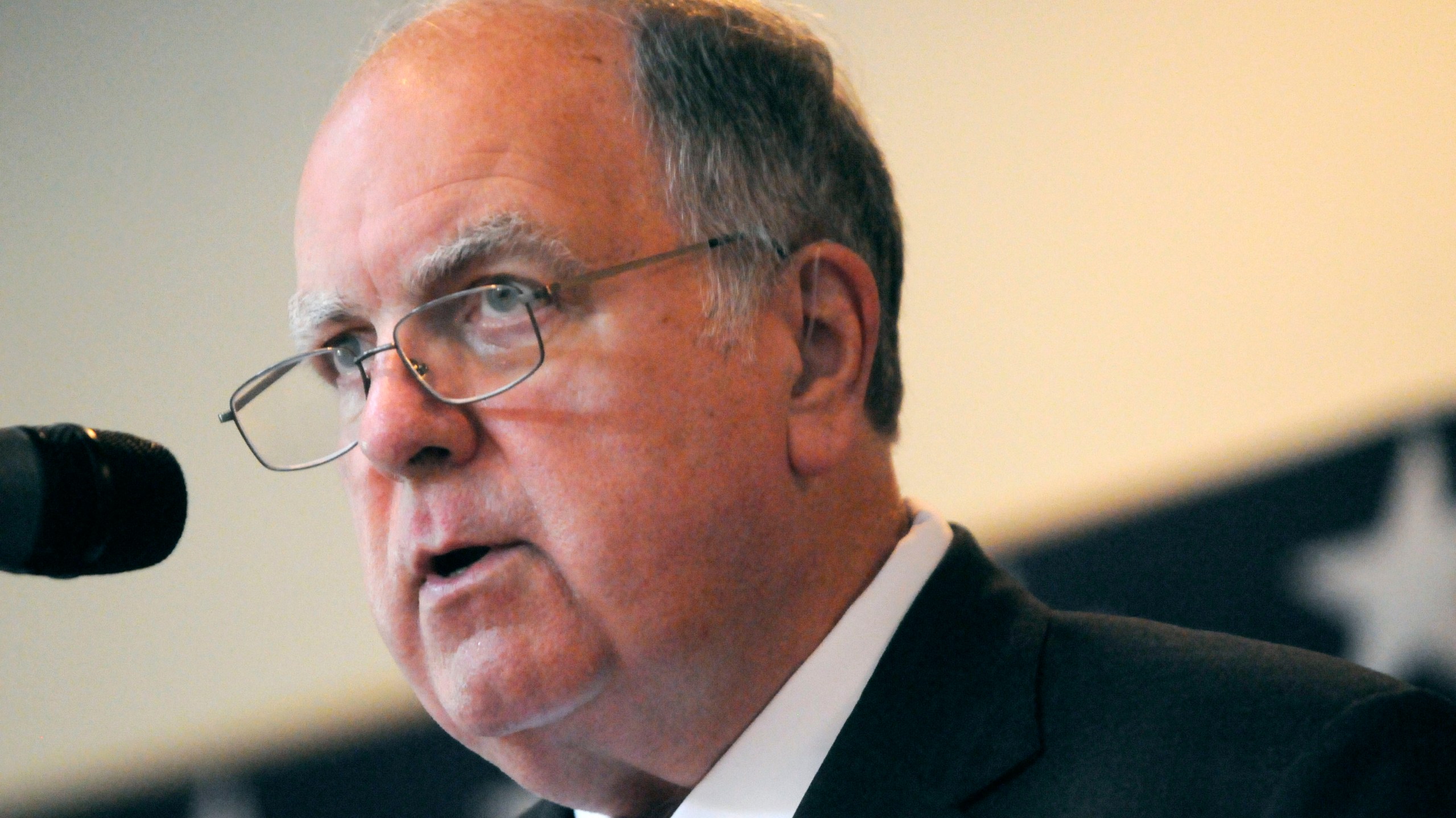 FILE - U.S. Rep. John Spratt, D-S.C., speaks during a debate against 5th district challenger Republican state Sen. Mick Mulvaney in Lake Wylie, S.C. (AP Photo/The Herald, Melissa Cherry, File)