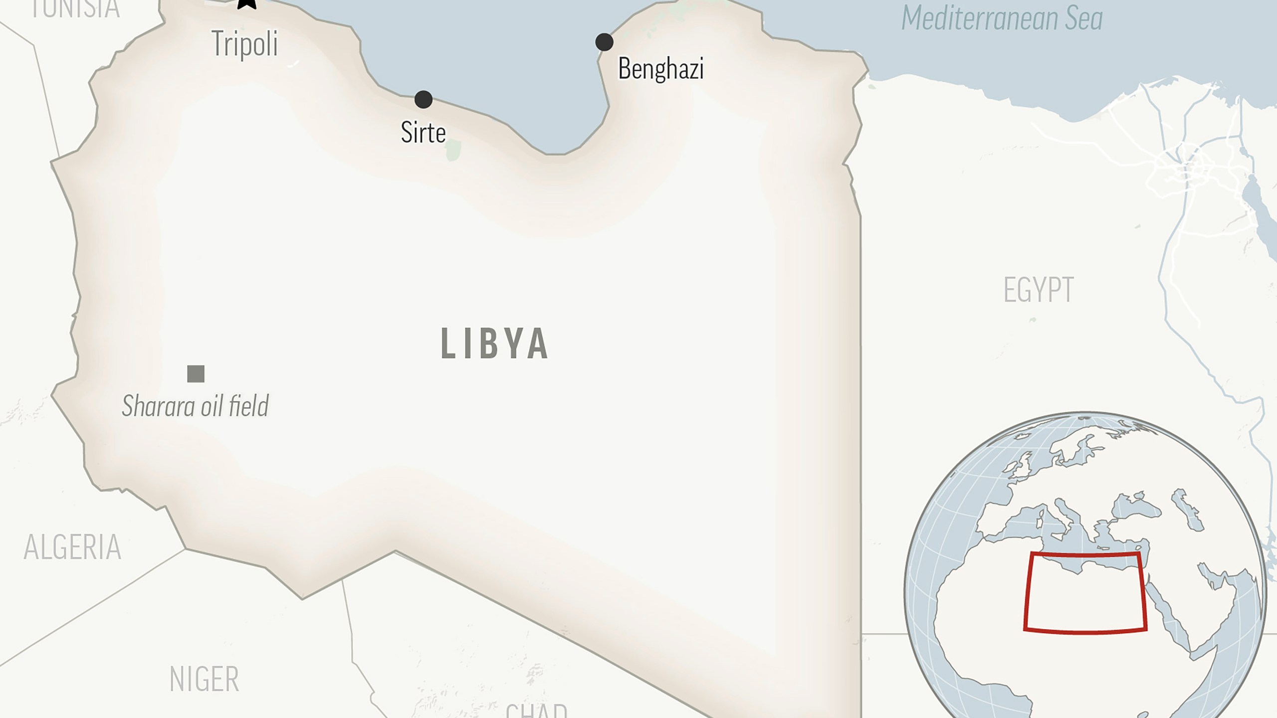 This is a locator map for Libya with its capital, Tripoli. (AP Photo)