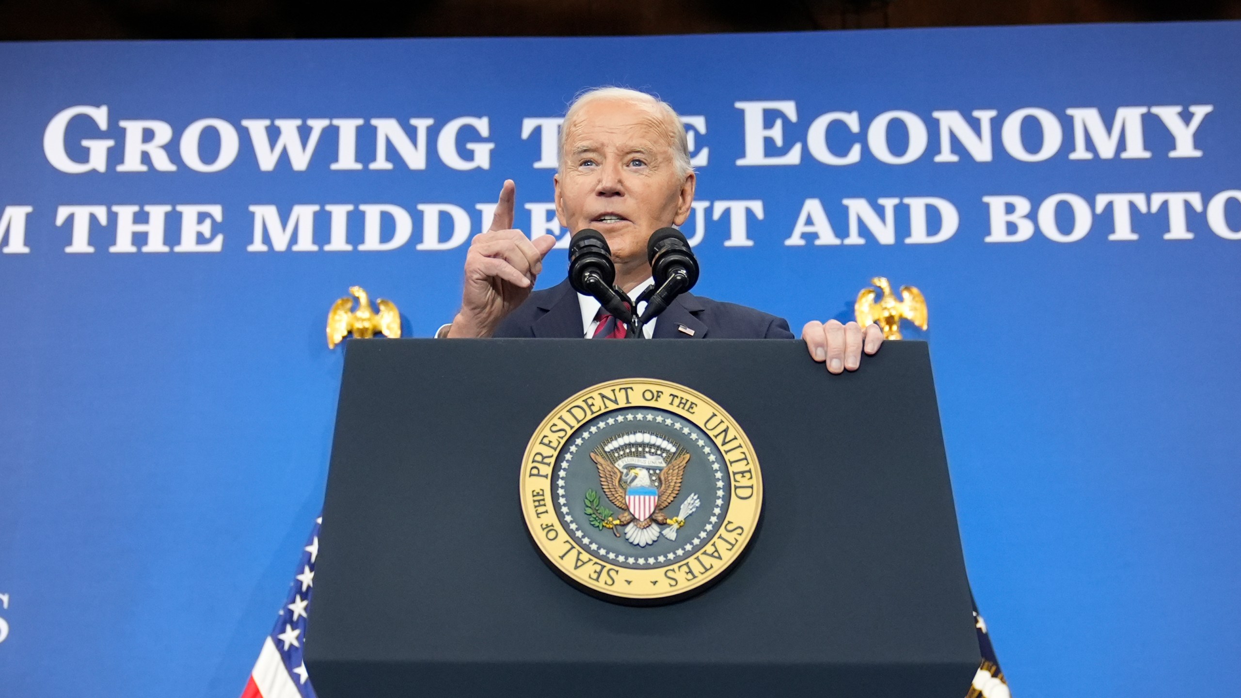 President Joe Biden speaks about his administrations economic playbook and the future of the American economy at the Brookings Institution in Washington, Tuesday, Dec. 10, 2024. (AP Photo/Susan Walsh)