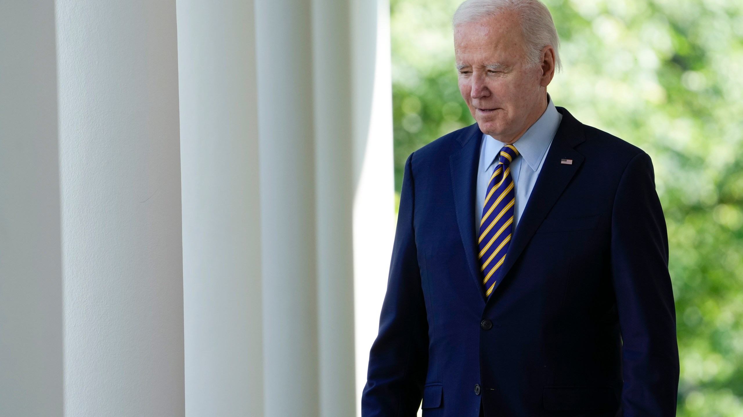 FILE - President Joe Biden walks to speak in the Rose Garden of the White House in Washington, May 11, 2023. . (AP Photo/Susan Walsh, File)