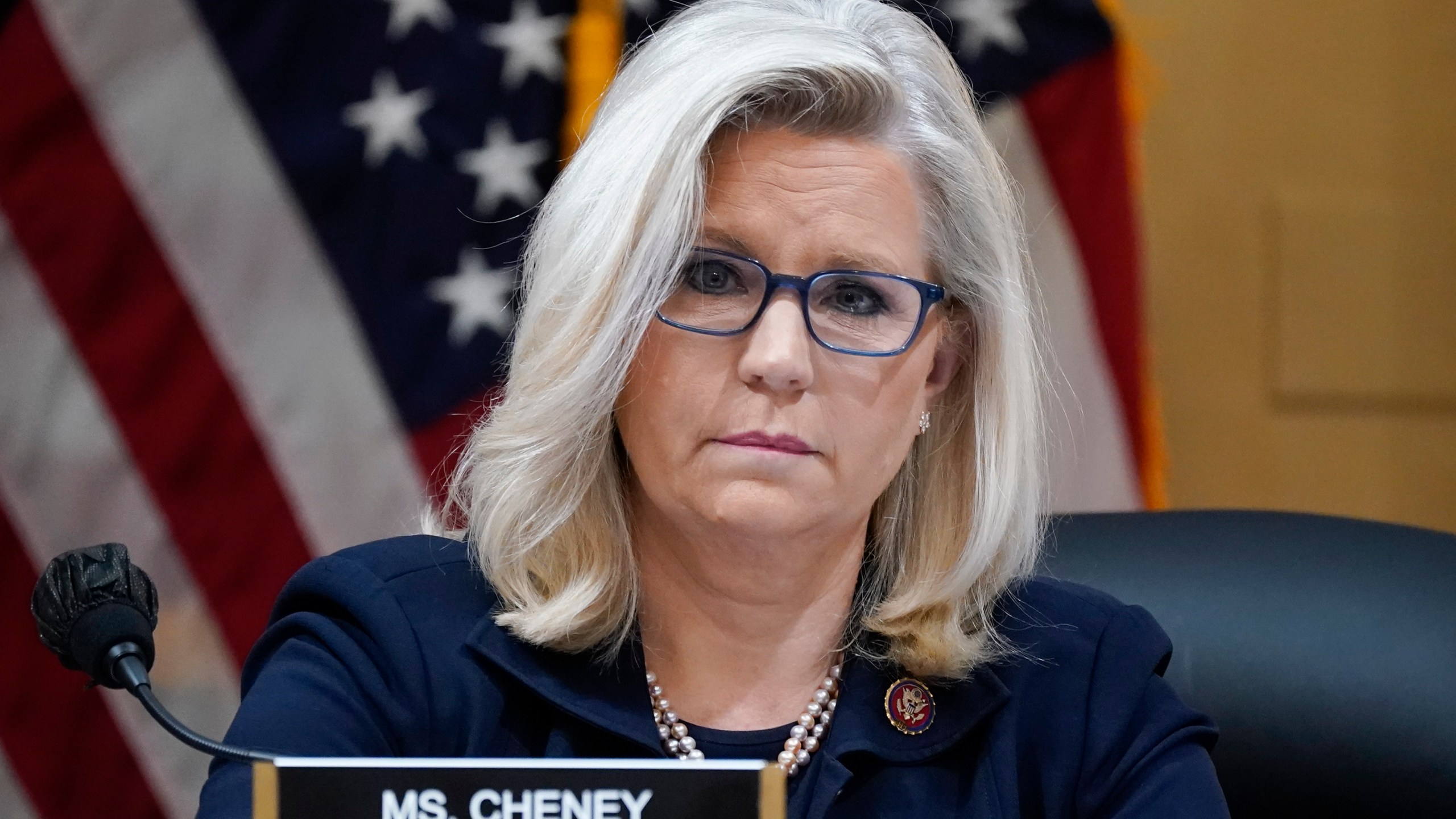 FILE - Vice Chair Liz Cheney, R-Wyo., listens as the House select committee investigating the Jan. 6 attack on the U.S. Capitol holds a hearing at the Capitol in Washington, June 28, 2022. (AP Photo/J. Scott Applewhite, File)