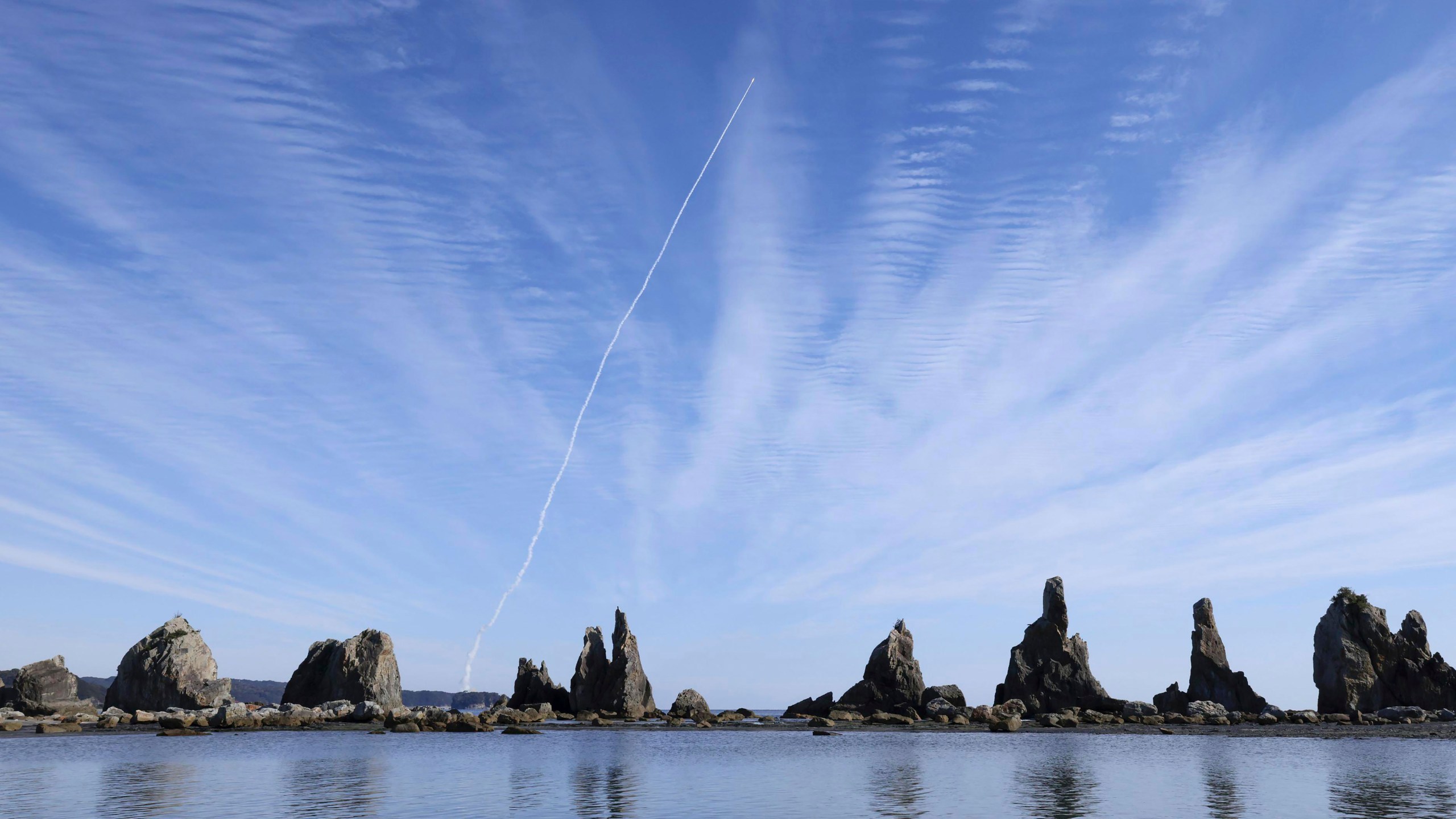 Space One's Kairos No. 2 rocket, carrying satellites, is launched from Space Port Kii in Kushimoto town, western Japan Wednesday, Dec. 18, 2024. (Kyodo News via AP)