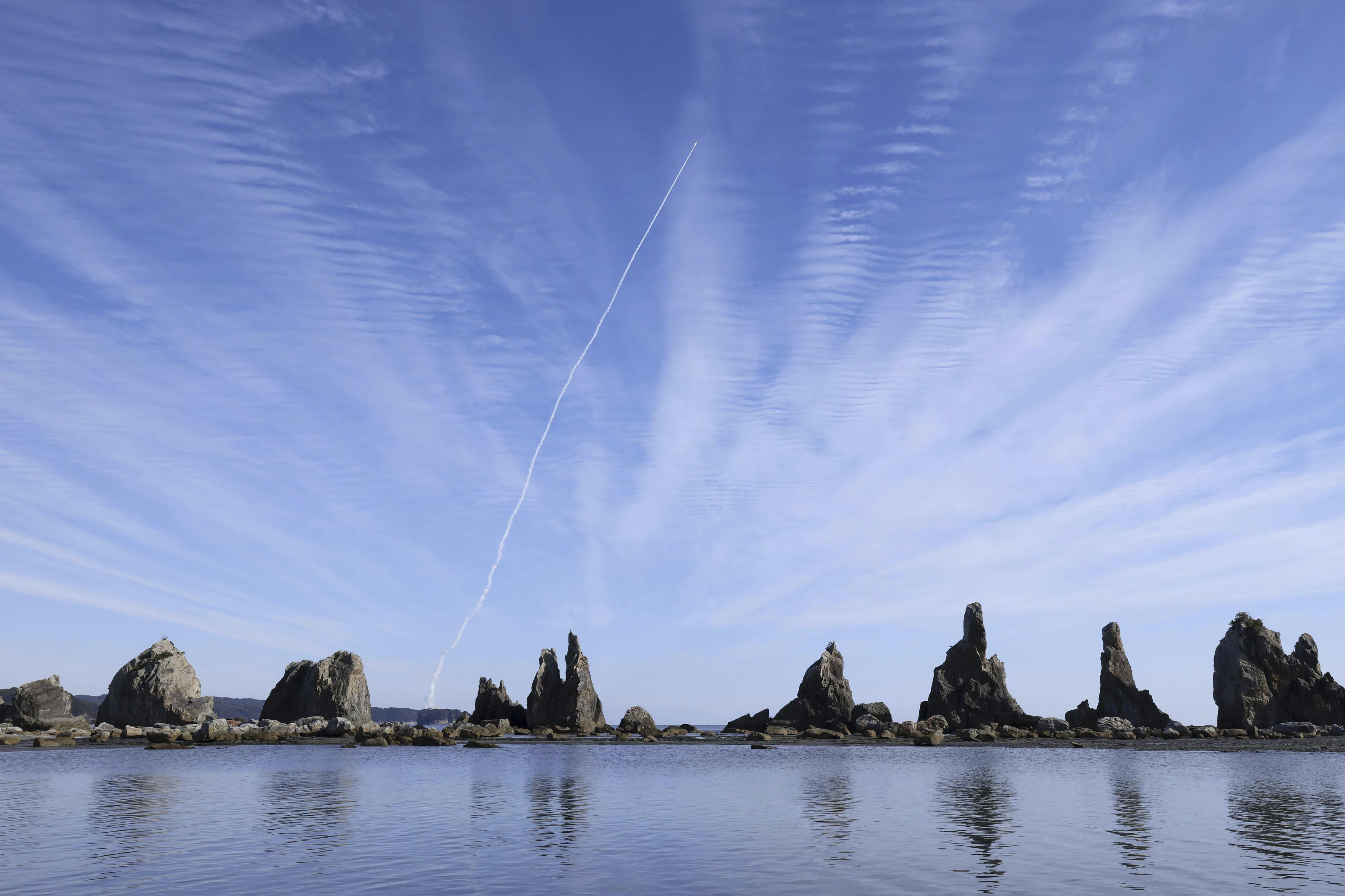 Space One's Kairos No. 2 rocket, carrying satellites, is launched from Space Port Kii in Kushimoto town, western Japan Wednesday, Dec. 18, 2024. (Kyodo News via AP)