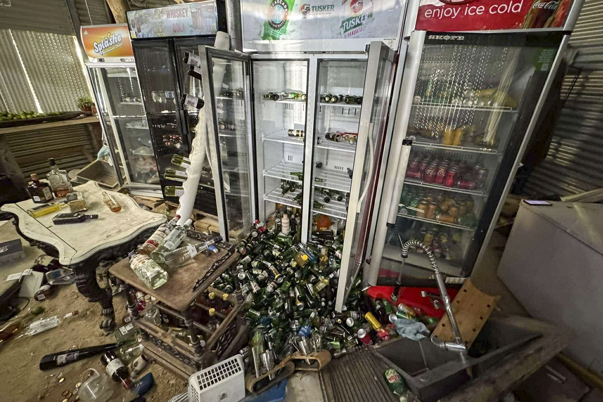 The inside of a building damaged is seen in Port Vila, Vanuatu, following a powerful earthquake Tuesday, Dec. 17, 2024. (Tim Cutler via AP)