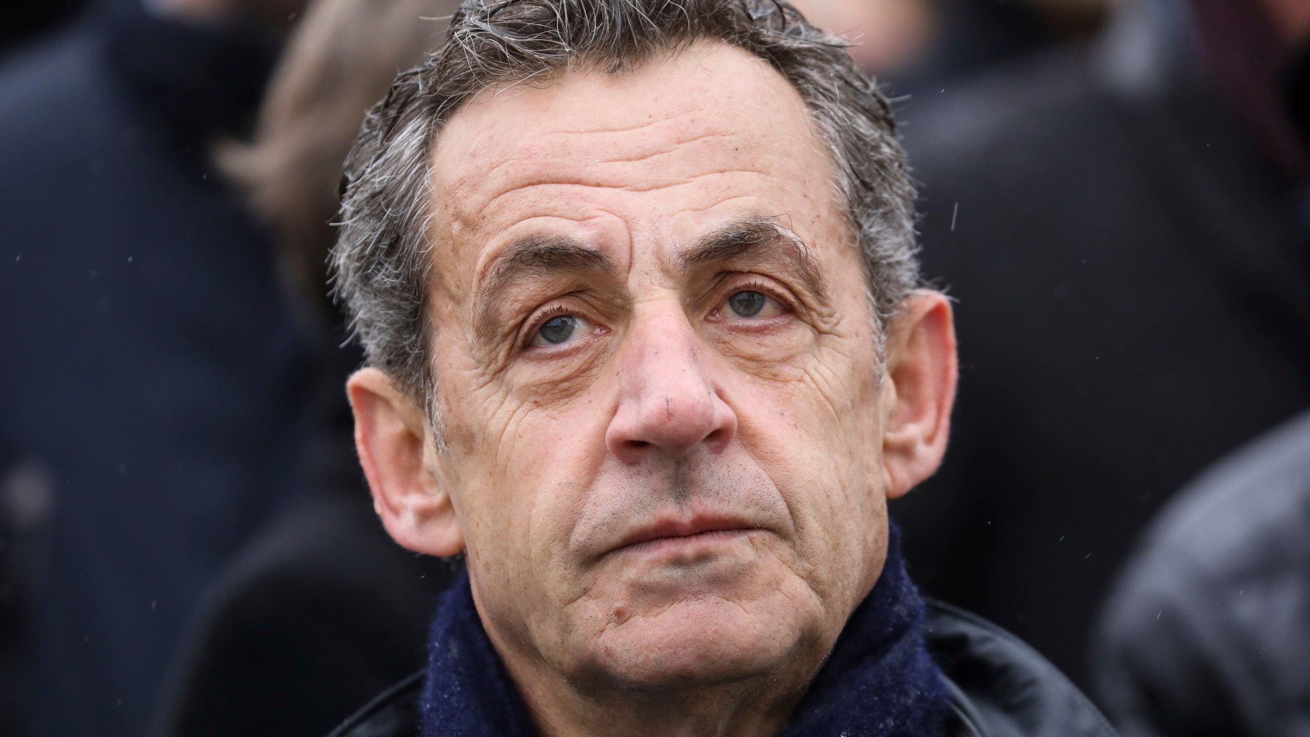 FILE - In this Monday Nov. 11, 2019 file photo, French former president Nicolas Sarkozy attends a ceremony at the Arc de Triomphe in Paris. (Ludovic Marin/Pool via AP, file)