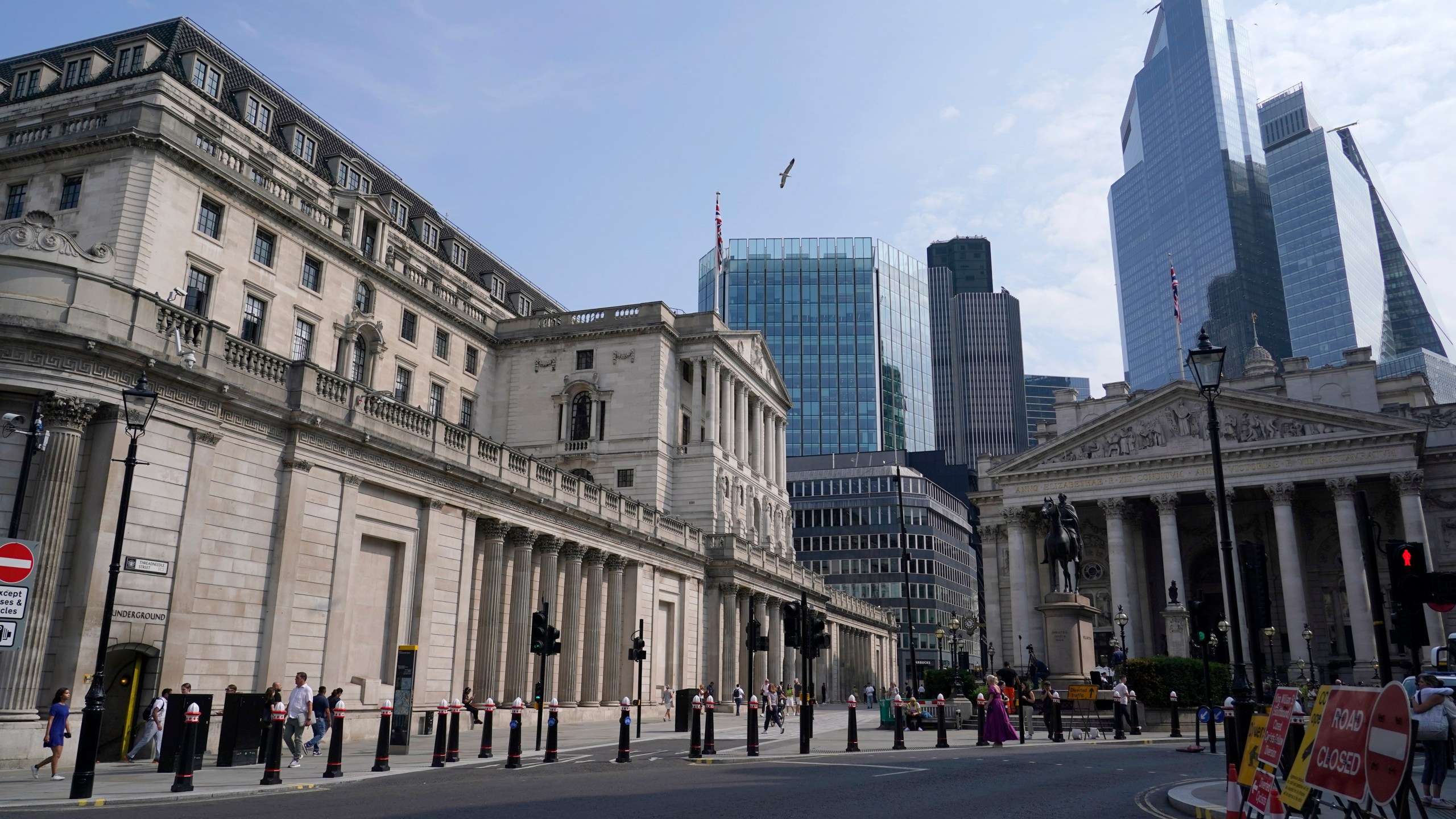 FILE - The Bank of England is pictured in London, on Aug. 1, 2024. (AP Photo/Alberto Pezzali, File)